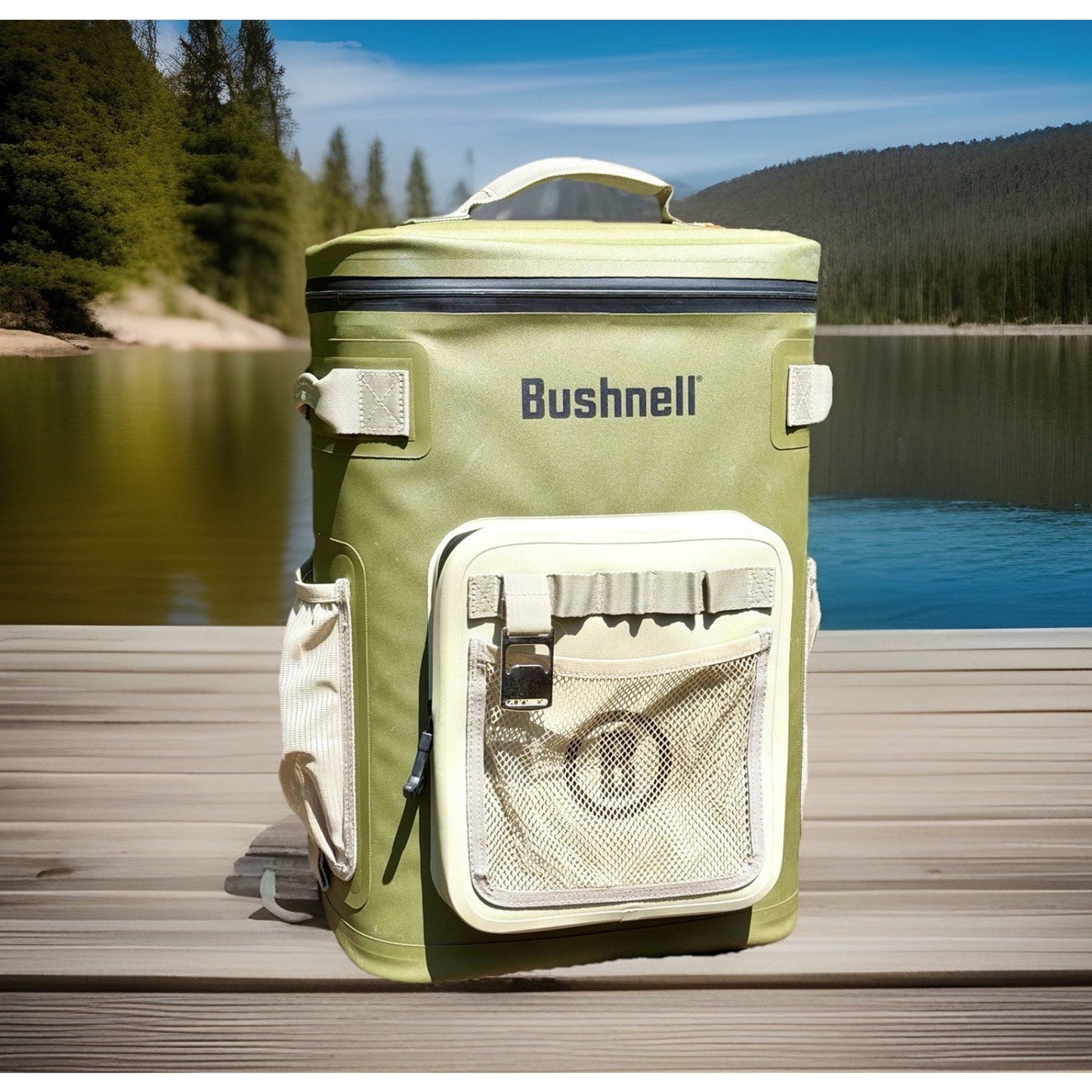 Bushnell 24 Can Leakproof Backpack Cooler Green Waterproof Used Once MINT