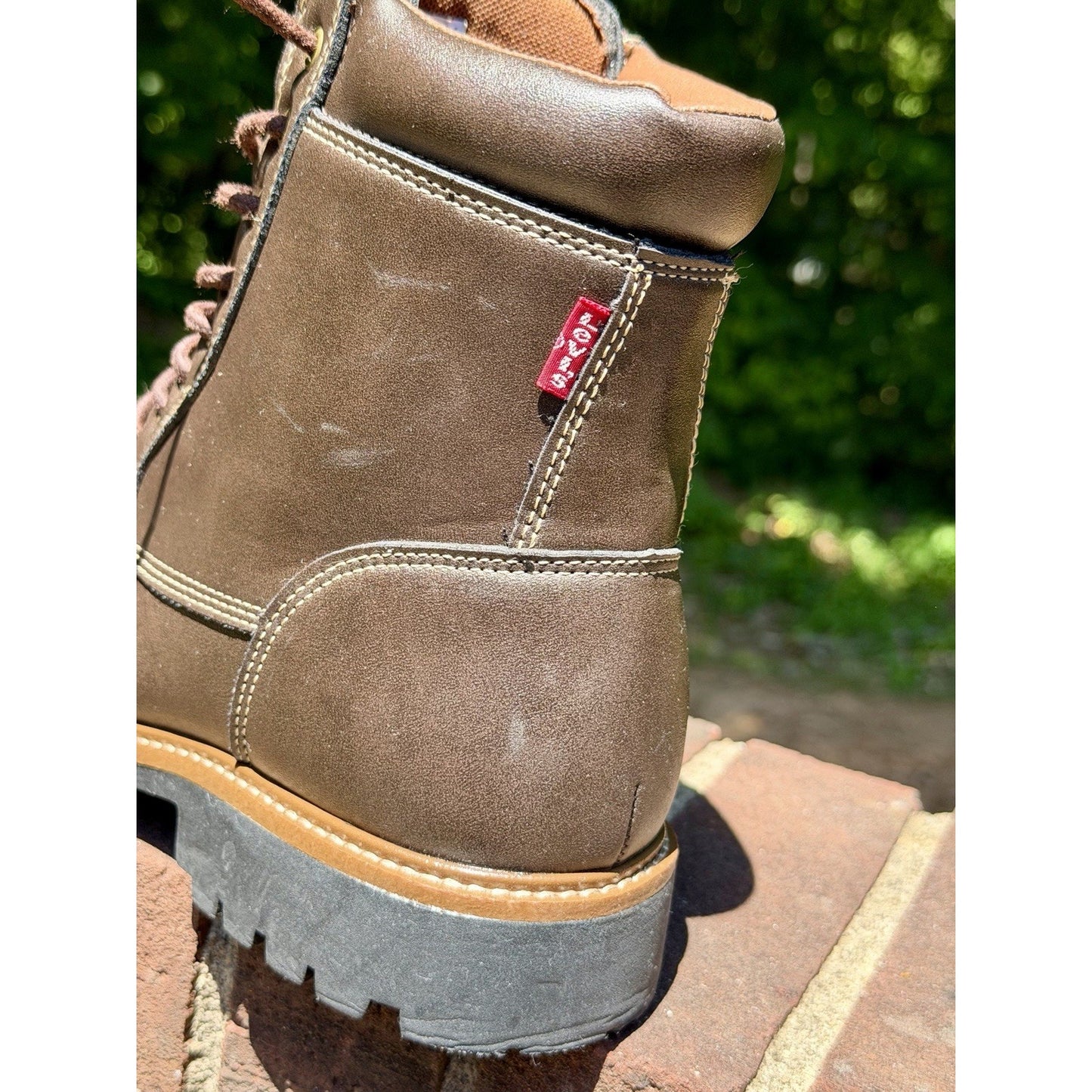 Levi's Mens Wyatt Brown Vegan Leather Lace Up Rugged Casual Boots Size 10 NEW