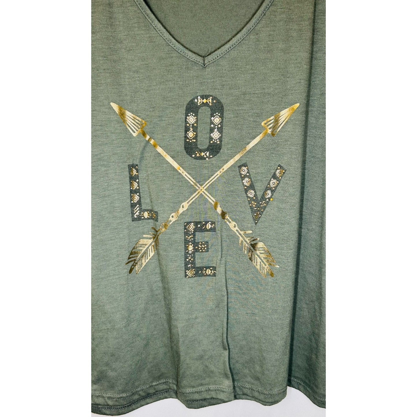 SJS Top Women’s Medium Short Sleeve Green Pullover Cool Shoulder Casual Preppy