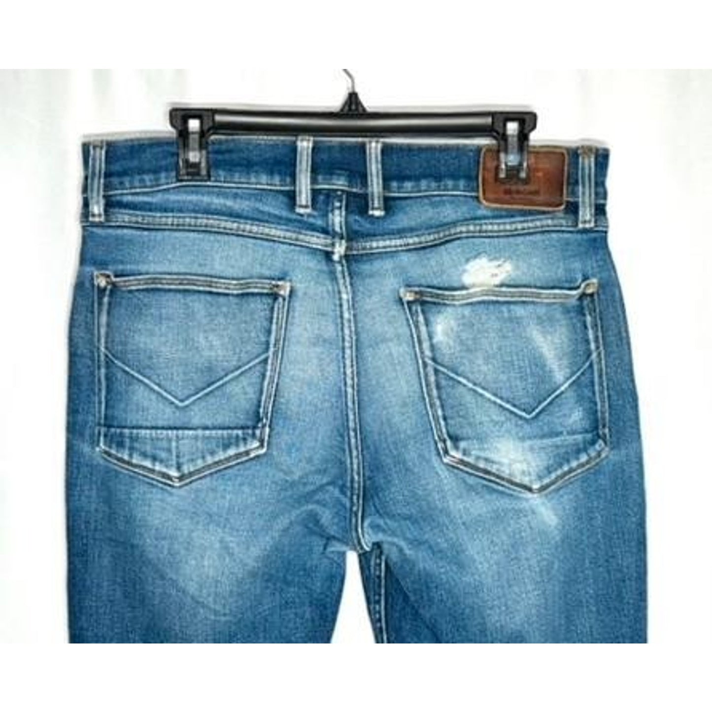 Hudson Jeans Mens 34 Blue Denim Relaxed Skinny Distressed Stretch Pants