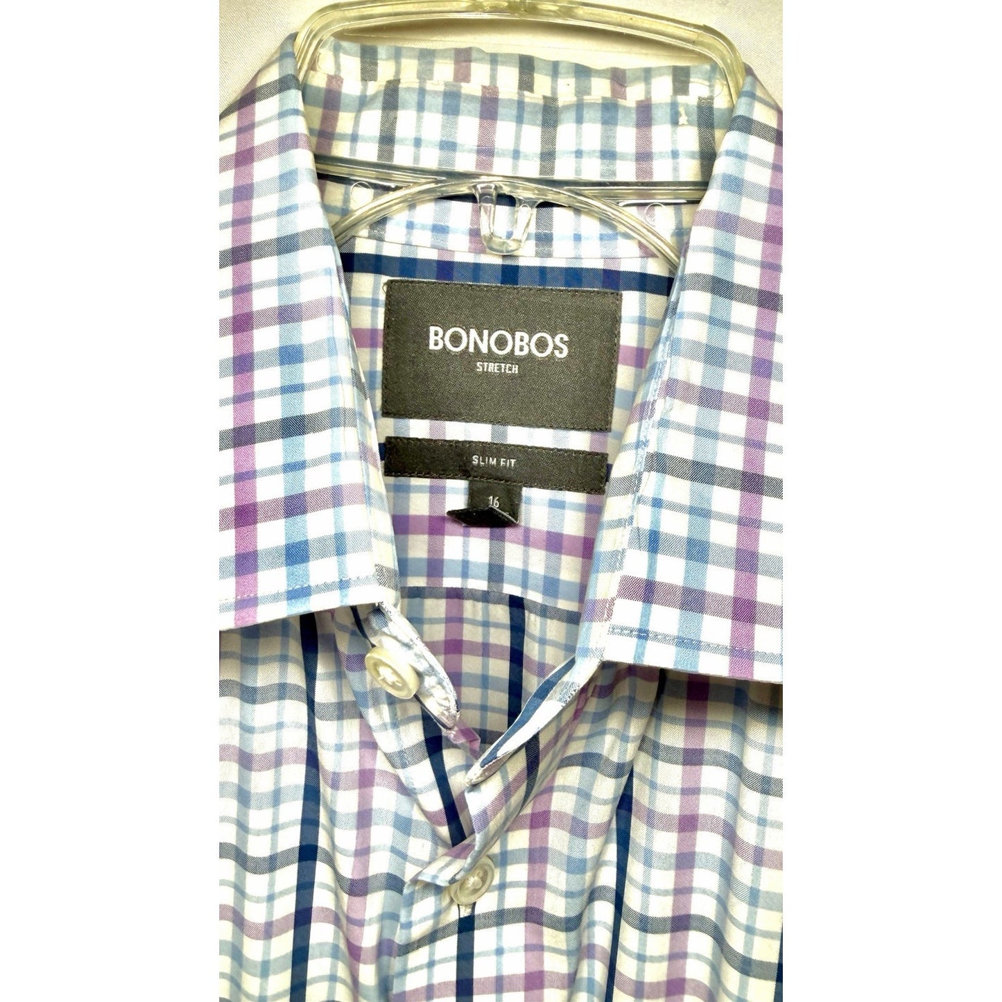 Bonobos Mens Slim Fit Spandex Nylon Blend Long Sleeve Button Down Size Large