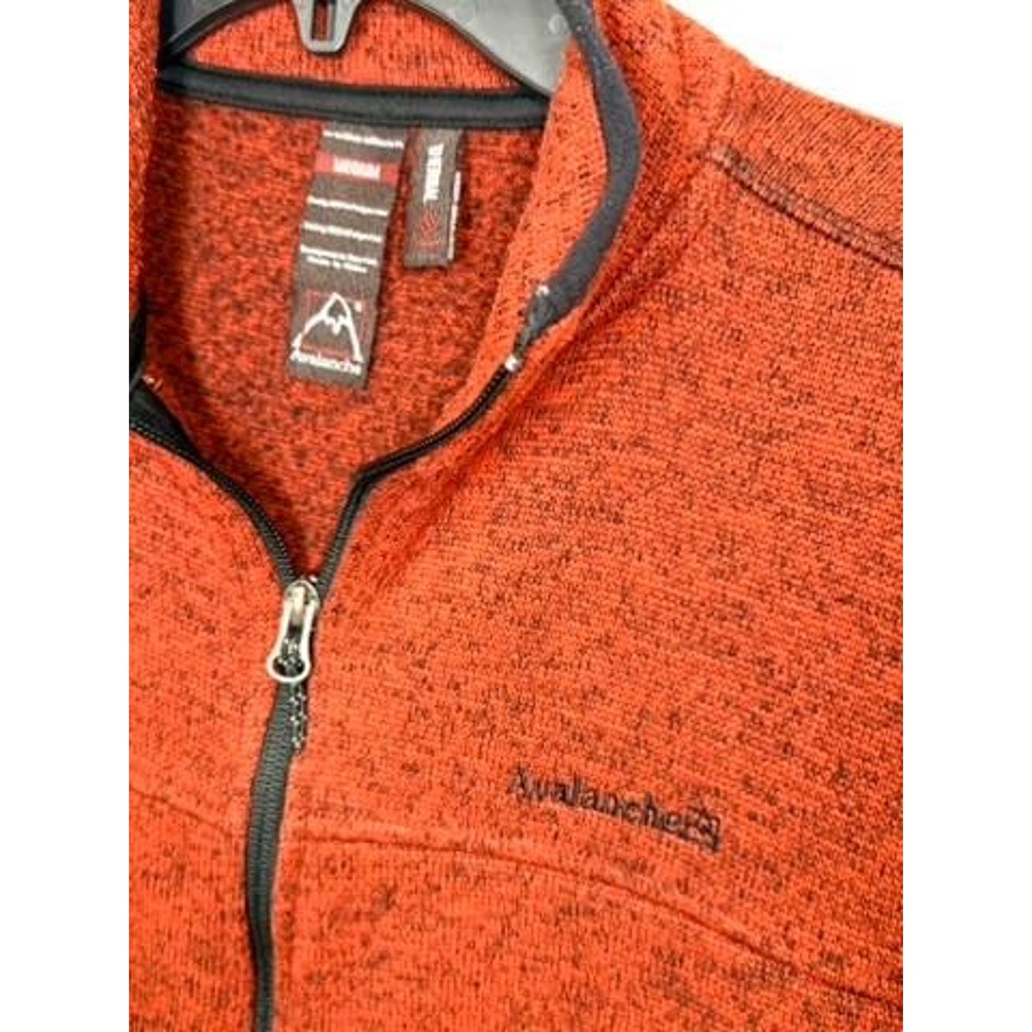 Avalanche Outdoor Supply Fleece Jacket Mens Medium Orange Knit Full Zip Thermal