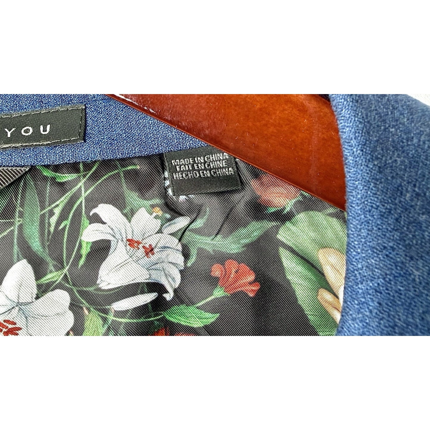NWT Indochino Custom Blue/Floral Men Sport Coat Blazer Jacket Wool/Silk Size 46R
