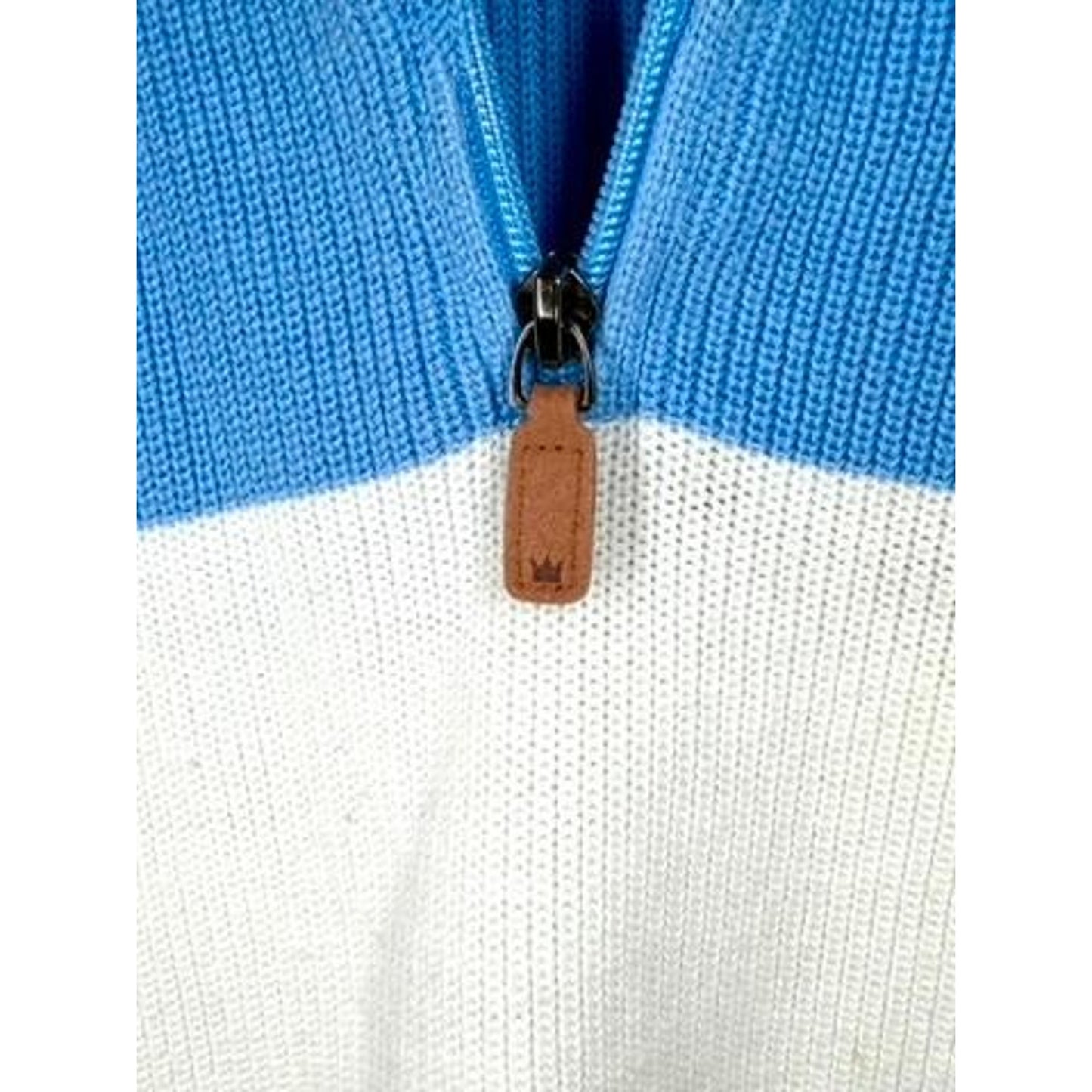 Crown & Ivy Kids Boys Size S Blue White Navy Colorblock 1/4 Zip Knit Sweater