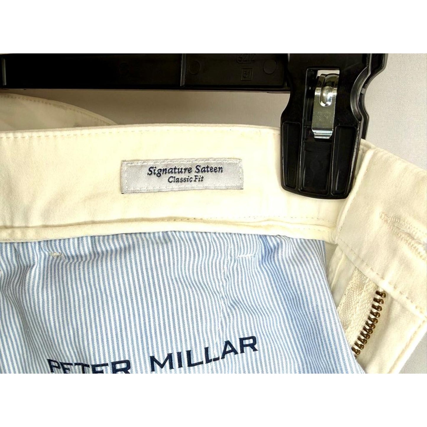 Peter Millar Signature Sateen Pants Mens 36x32 Off White Classic Fit Stretch