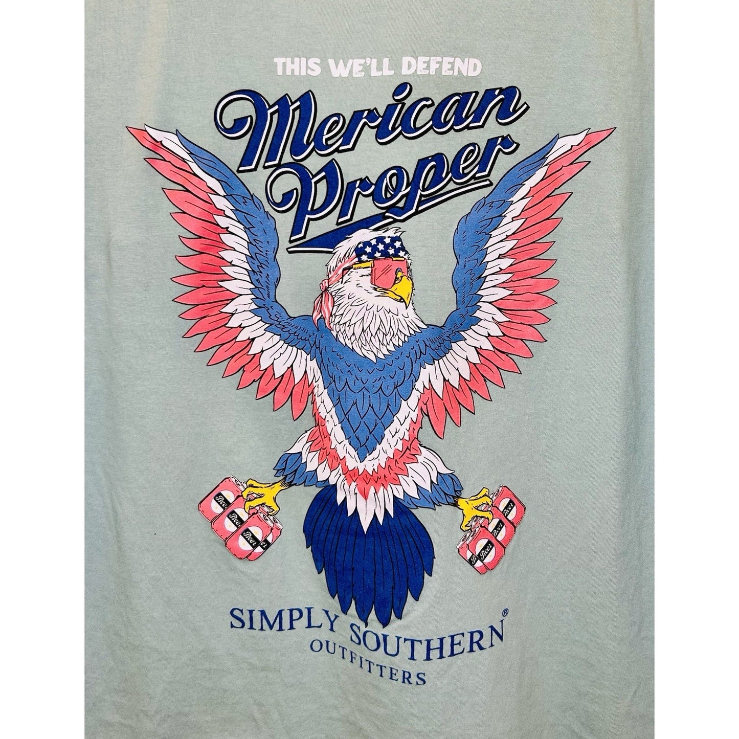 Simply Southern Men's Merican ChinChilla Light Teal T-Shirt MERICAN-CHINCHILLA