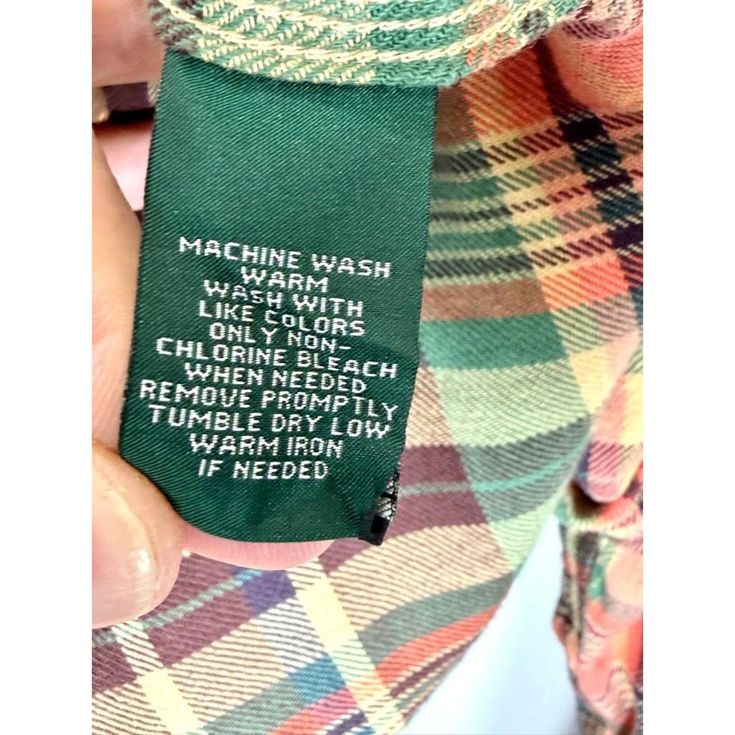 Lauren Ralph Lauren Plaid Flannel Shirt Womens 3X Orange Green Button Up LRL
