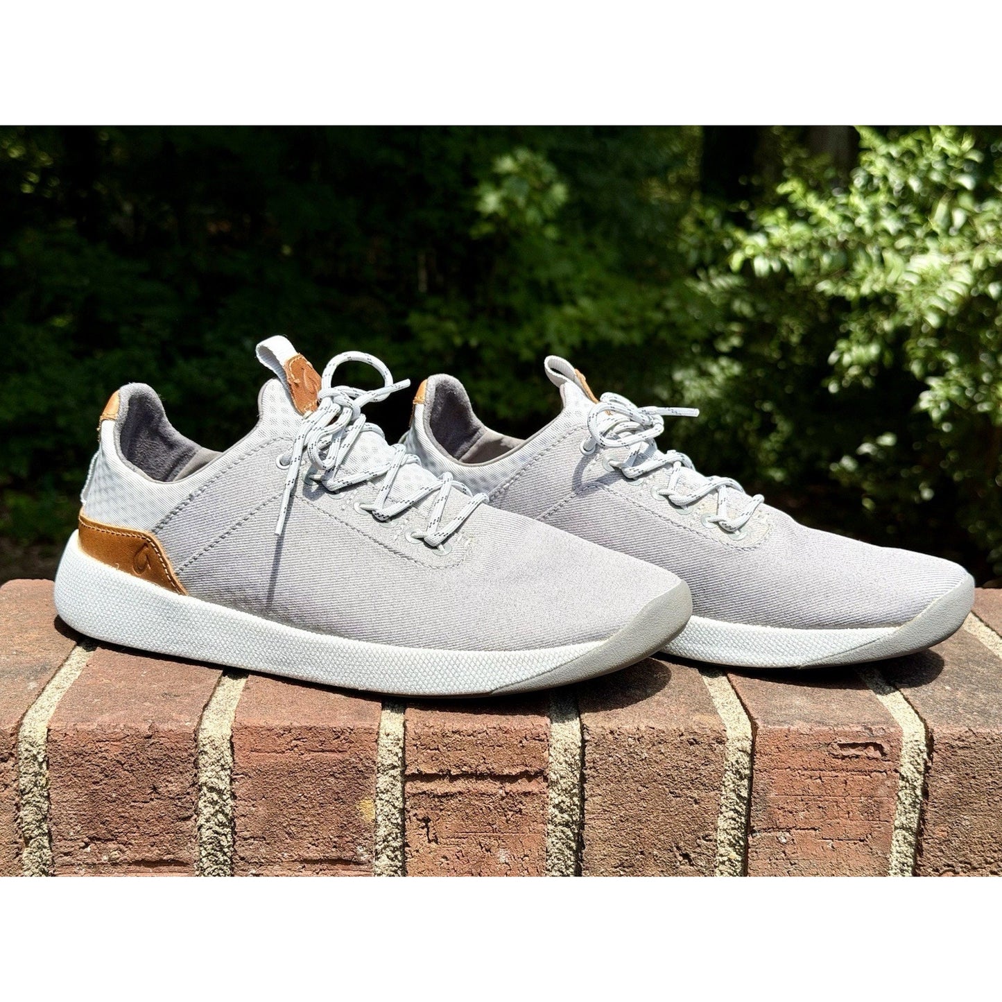 Olukai Nanea Li Men 8.5 Gray Canvas Comfort Lace Up Sneakers lightweight Summer