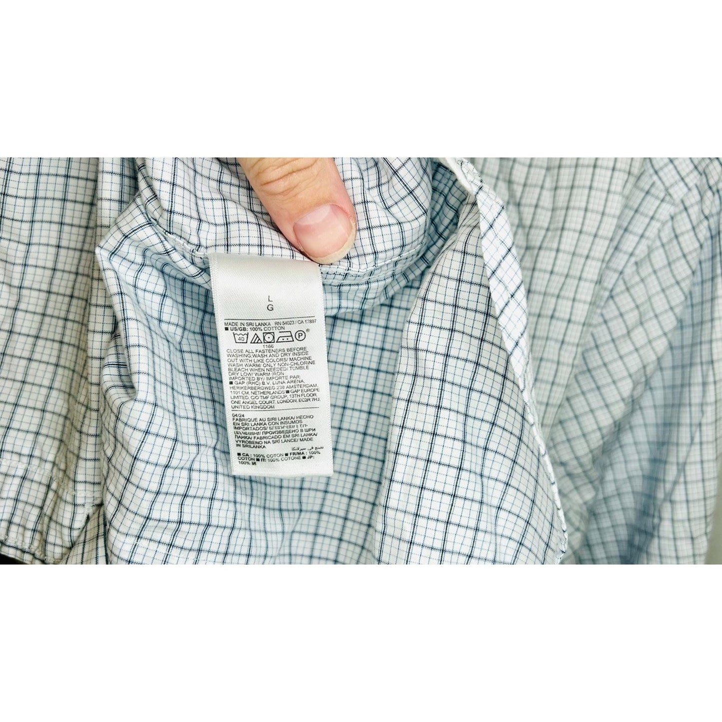 Banana Republic White Plaid Grant Slim Fit Stretch Button Up Shirt Mens Large
