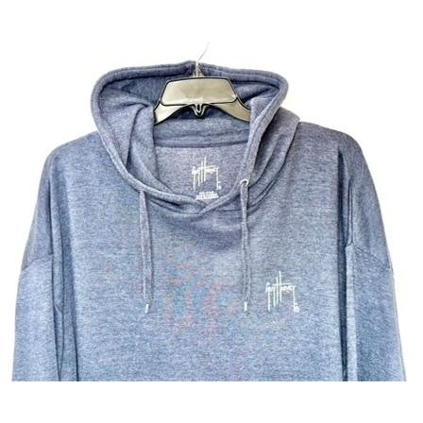 Guy Harvey Hoodie Mens XXL Blue Heather Marlin Tuna Mahi Mahi Fishing Sweatshirt