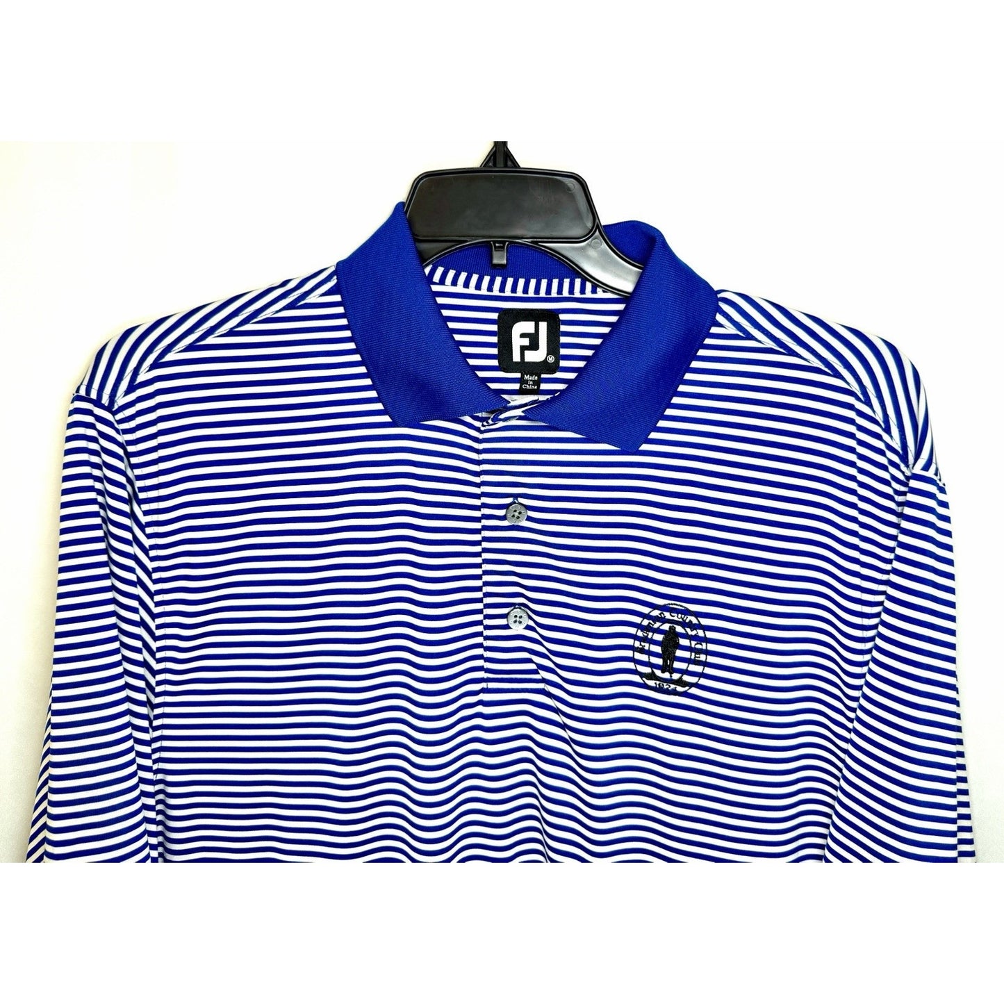FootJoy FJ Blue & White Stripe Short Sleeve Mens Size M Golf Polo Active Shirt