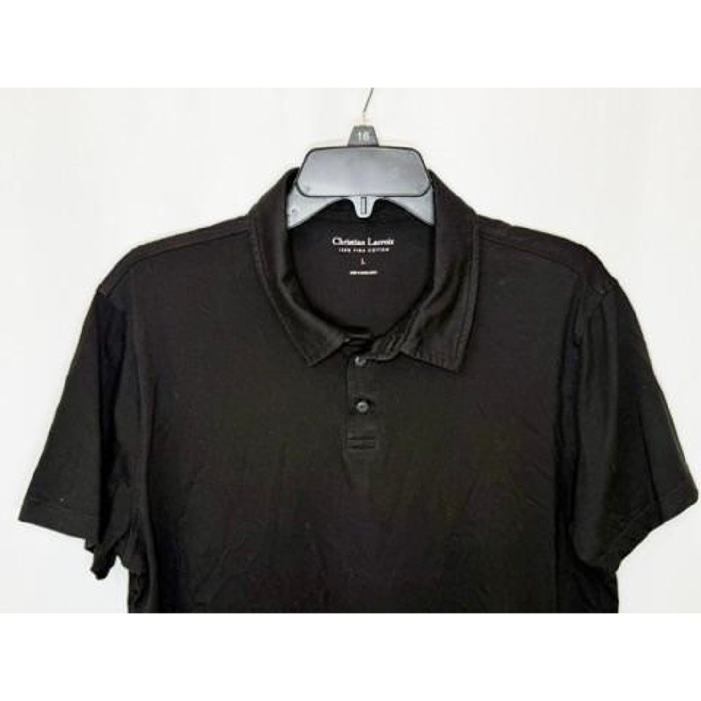 Christian Lacroix Polo Shirt Mens Large Black 100% Pima Cotton Short Sleeve