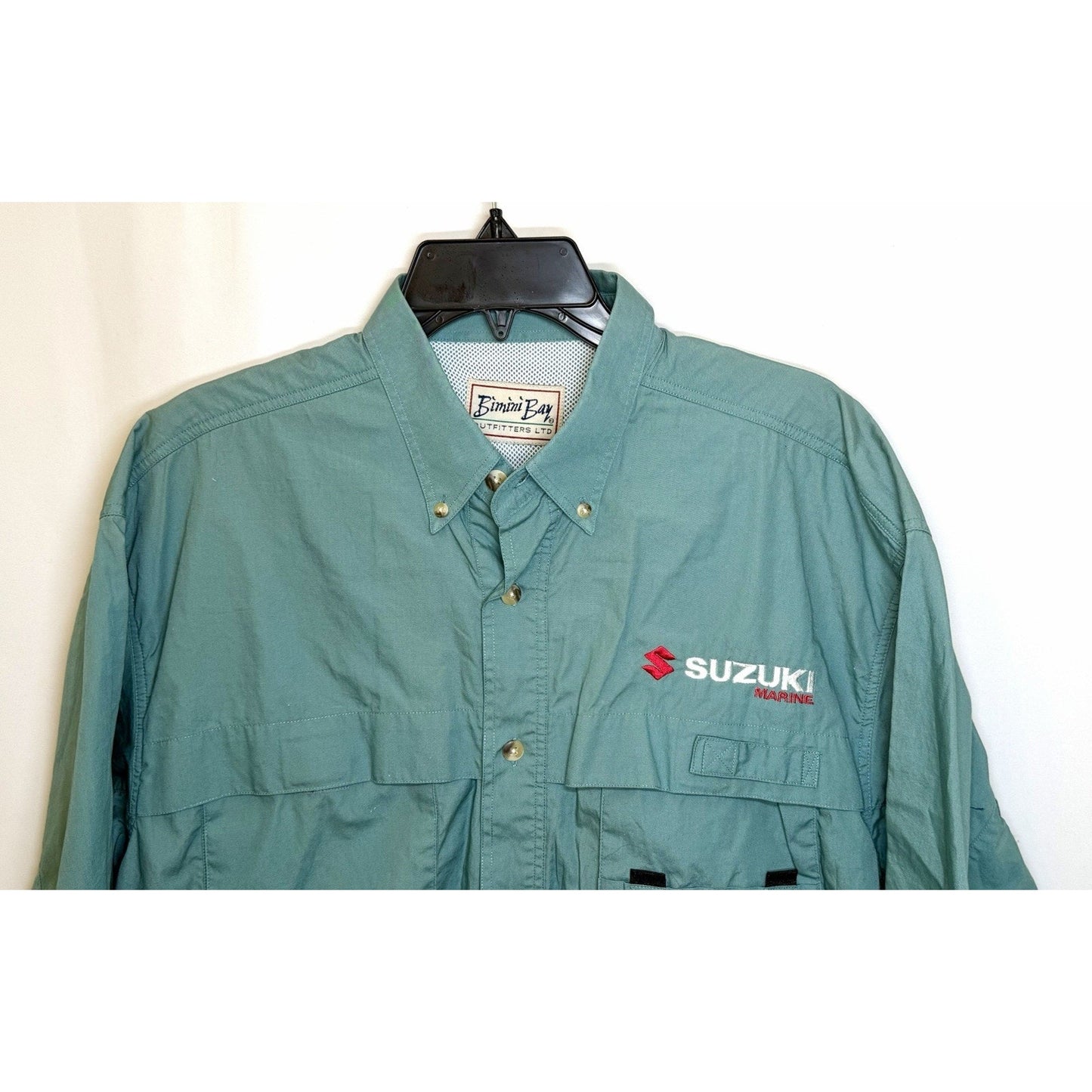 Bimini Bay Short Sleeve Vented Outdoor Fishing Shirt Light Blue Teal Men's Large