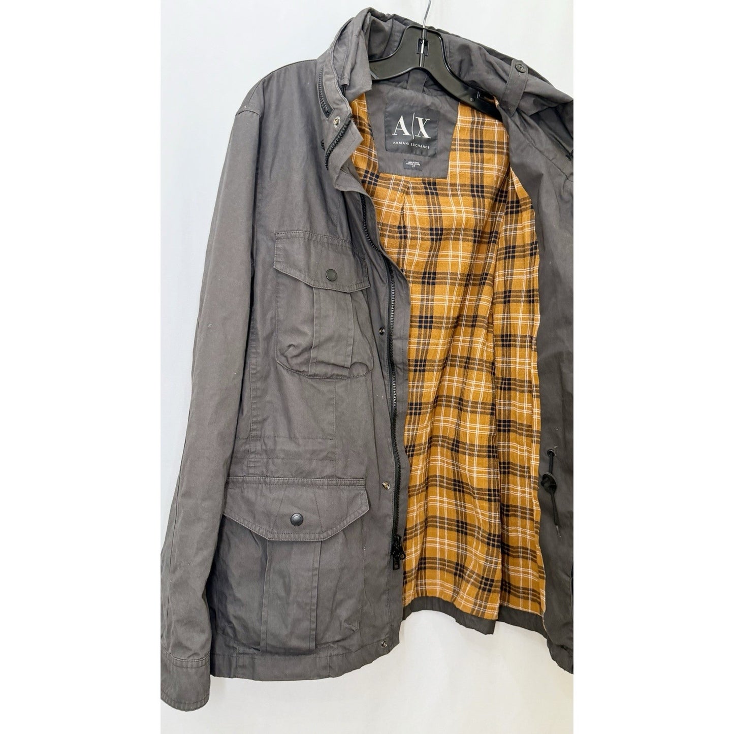 ARMANI EXCHANGE A/X Hidden Hood Dark Gray Jacket Mens Size Large - Worn Twice