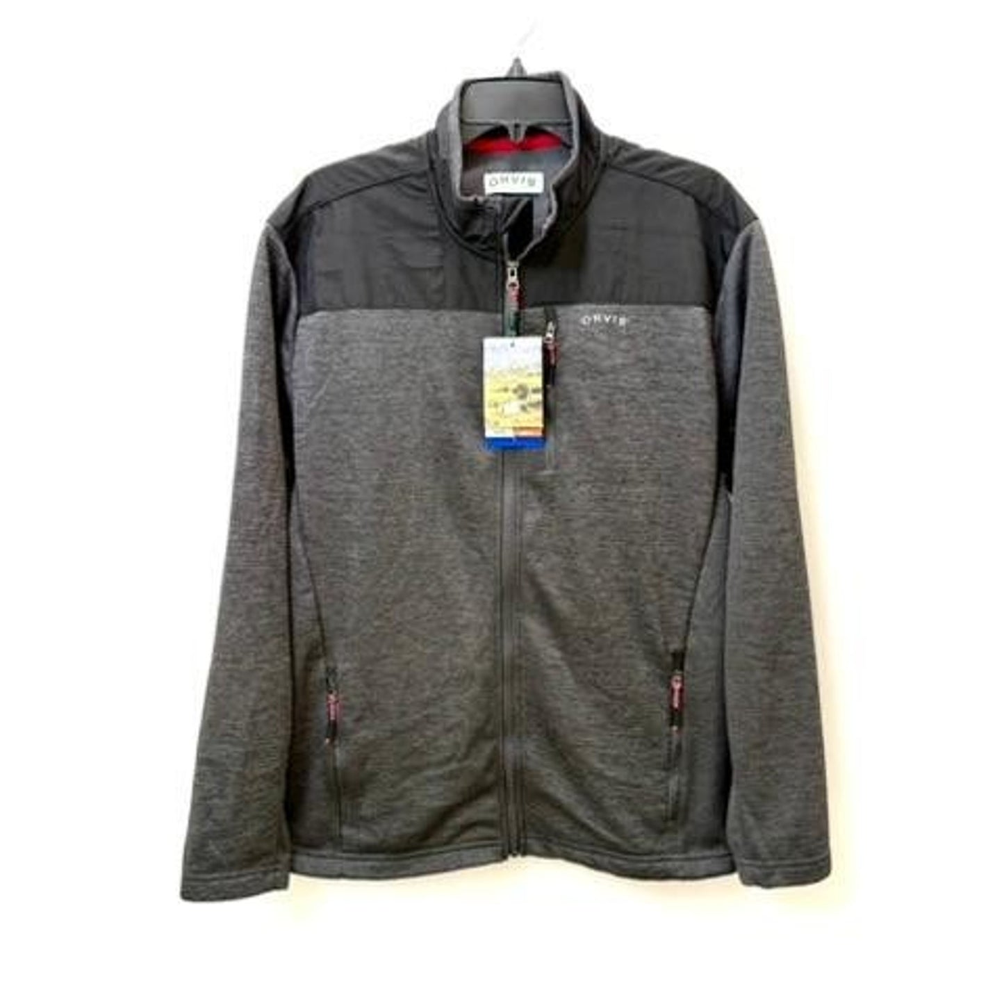 Orvis Bonded Mesh Full Zip Jacket Mens Large Phantom Black Fleece Lined NWT