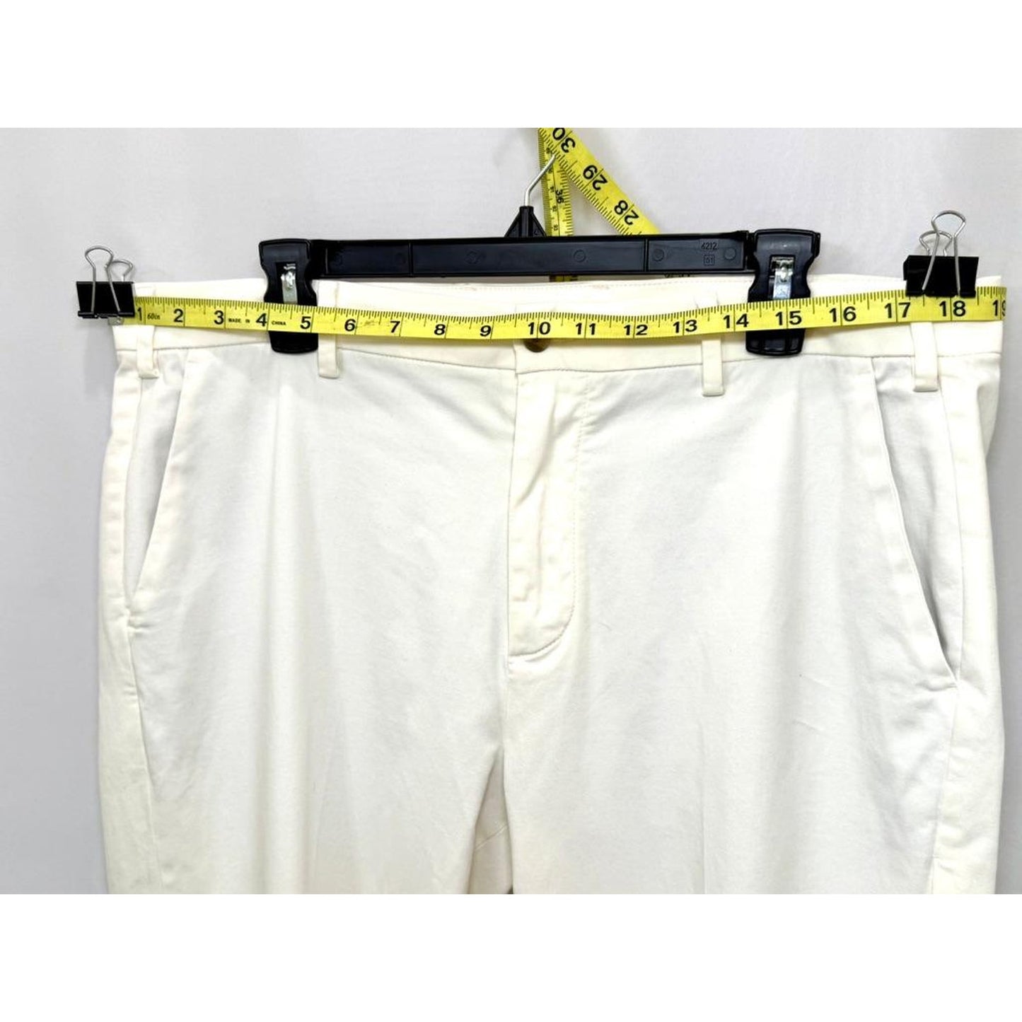 Peter Millar Signature Sateen Pants Mens 36x32 Off White Classic Fit Stretch