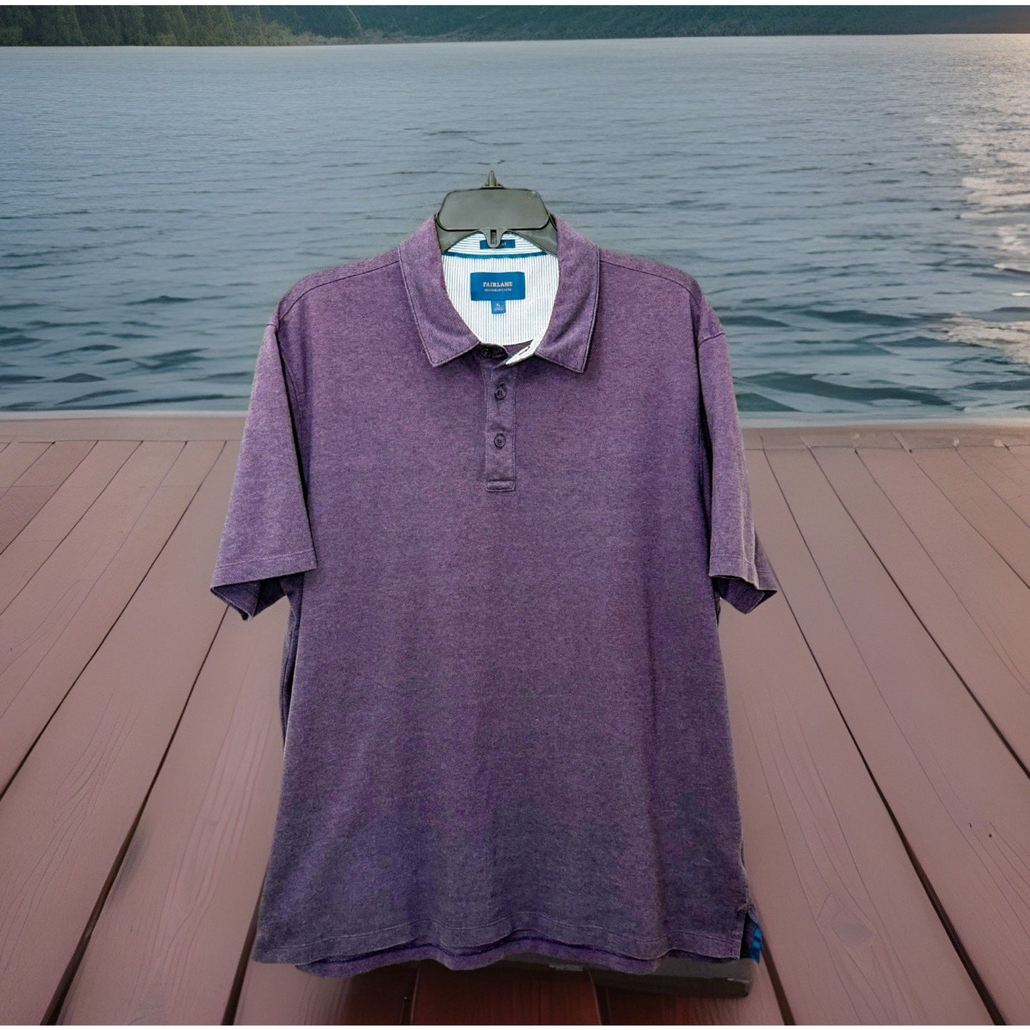 Fairlane Mens XL Performance Polo Shirt Heathered Purple Short Sleeve Golf