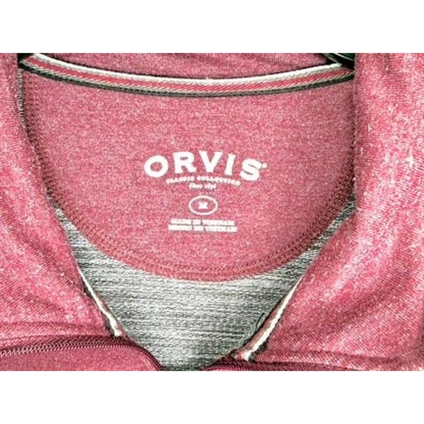 Orvis Quarter Zip Pullover Sweater Mens Medium Burgundy Heather Long Sleeve