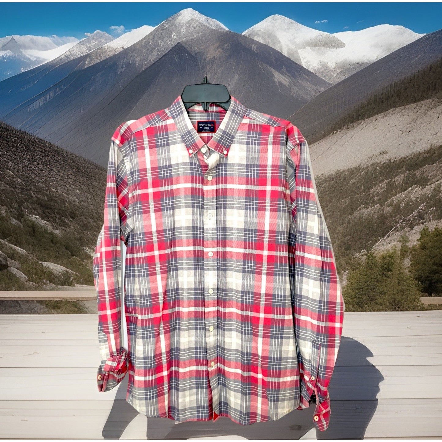 UNTUCKit Slim Fit Shirt Mens Large Button Up Red Plaid Long Sleeve Cotton