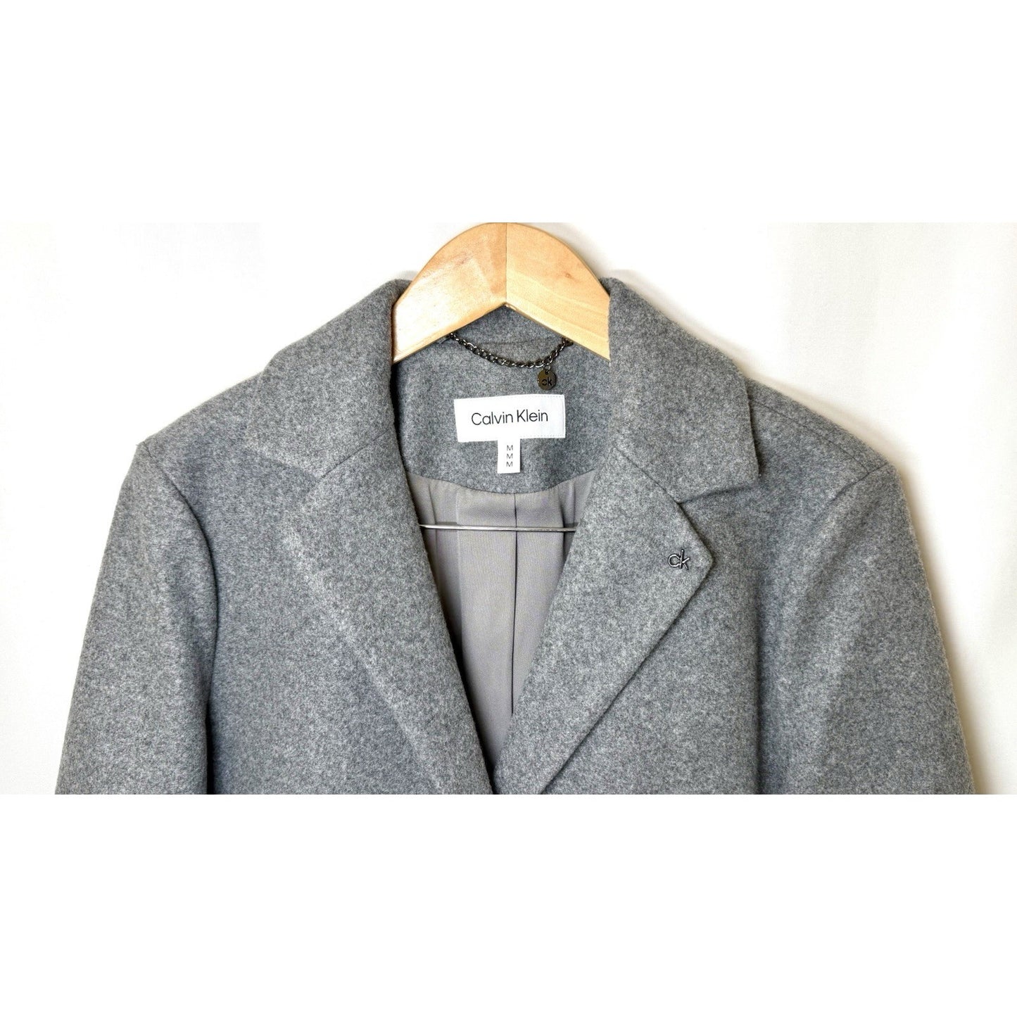 Calvin Klein Gray Double Breasted Mid-Length Pea Coat Women Long Sleeve Size M
