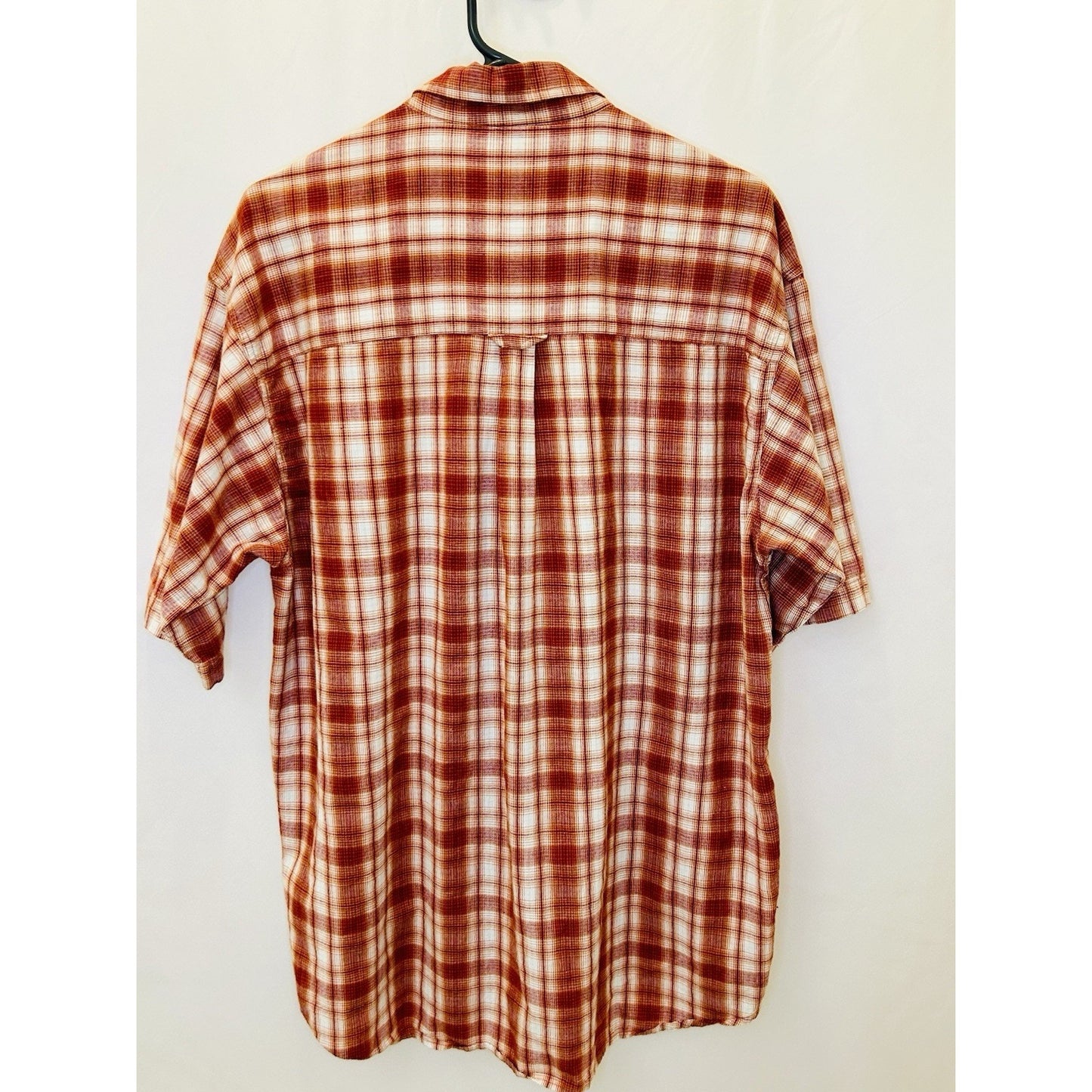 Columbia Plaid Button Up Shirt Short Sleeve Outdoor Casual Red White Large