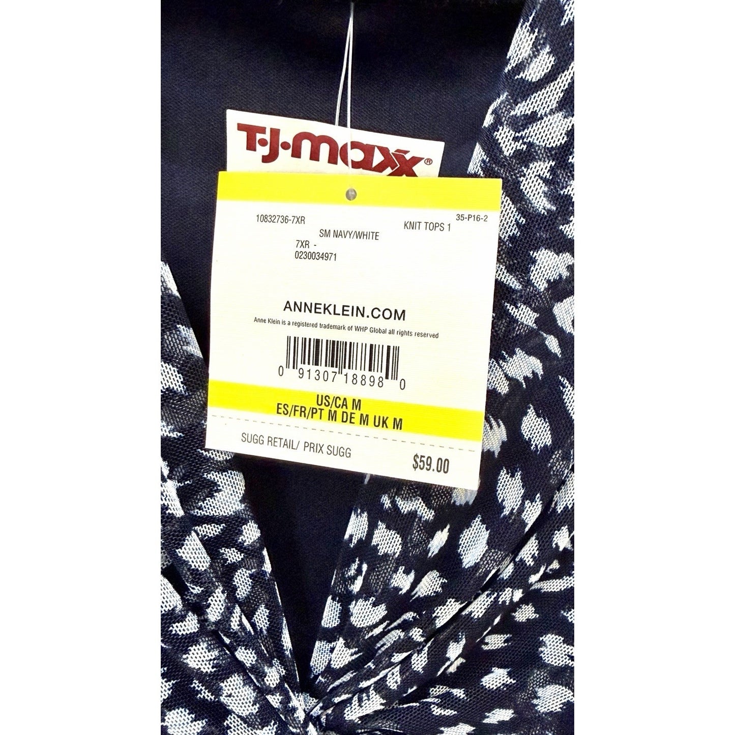 NWT Women’s ANNE KLEIN Black Polka Dot Jersey Sleeveless Top Size Medium