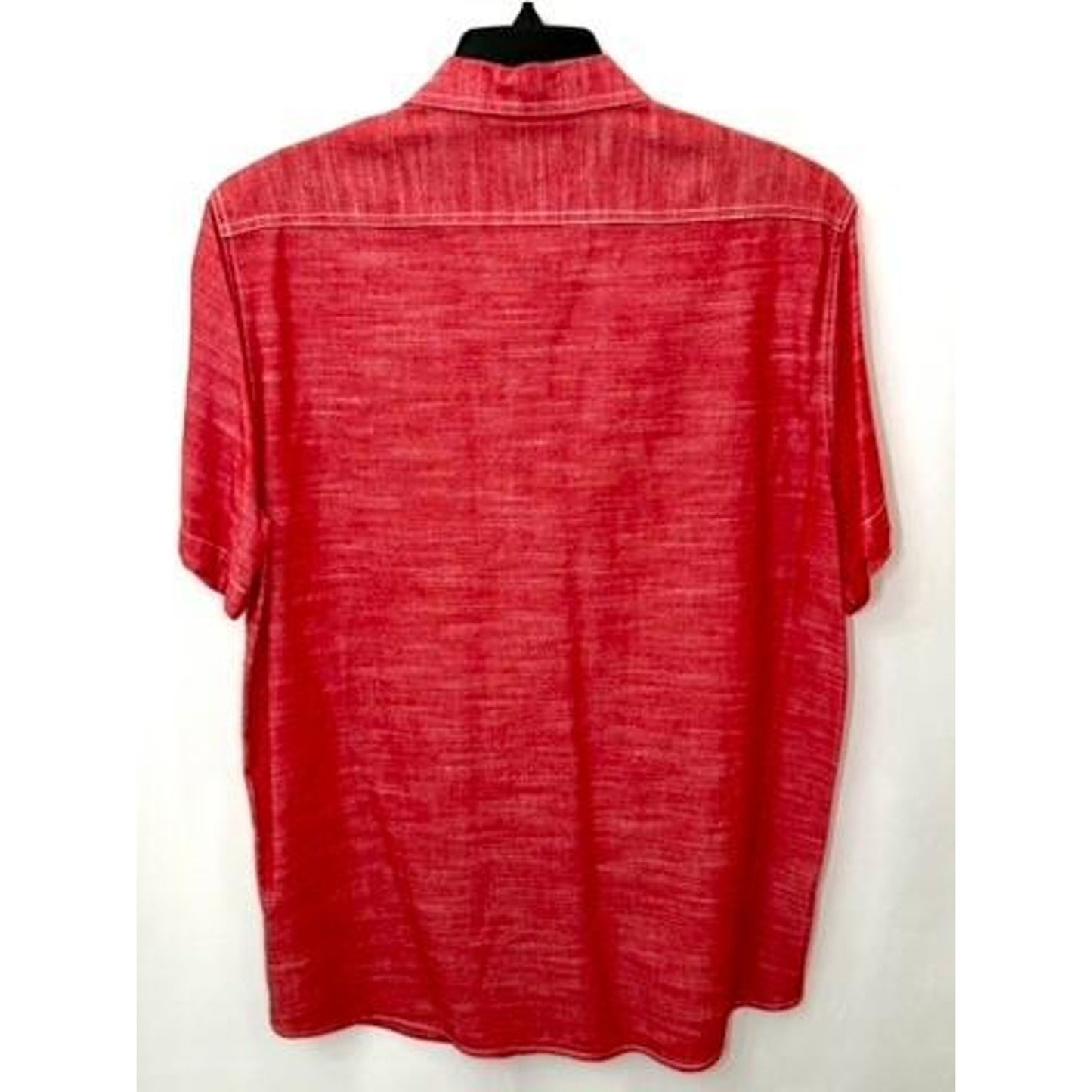 Woolrich Mens Medium Red Cotton Chambray Short Sleeve Button Up Work Shirt