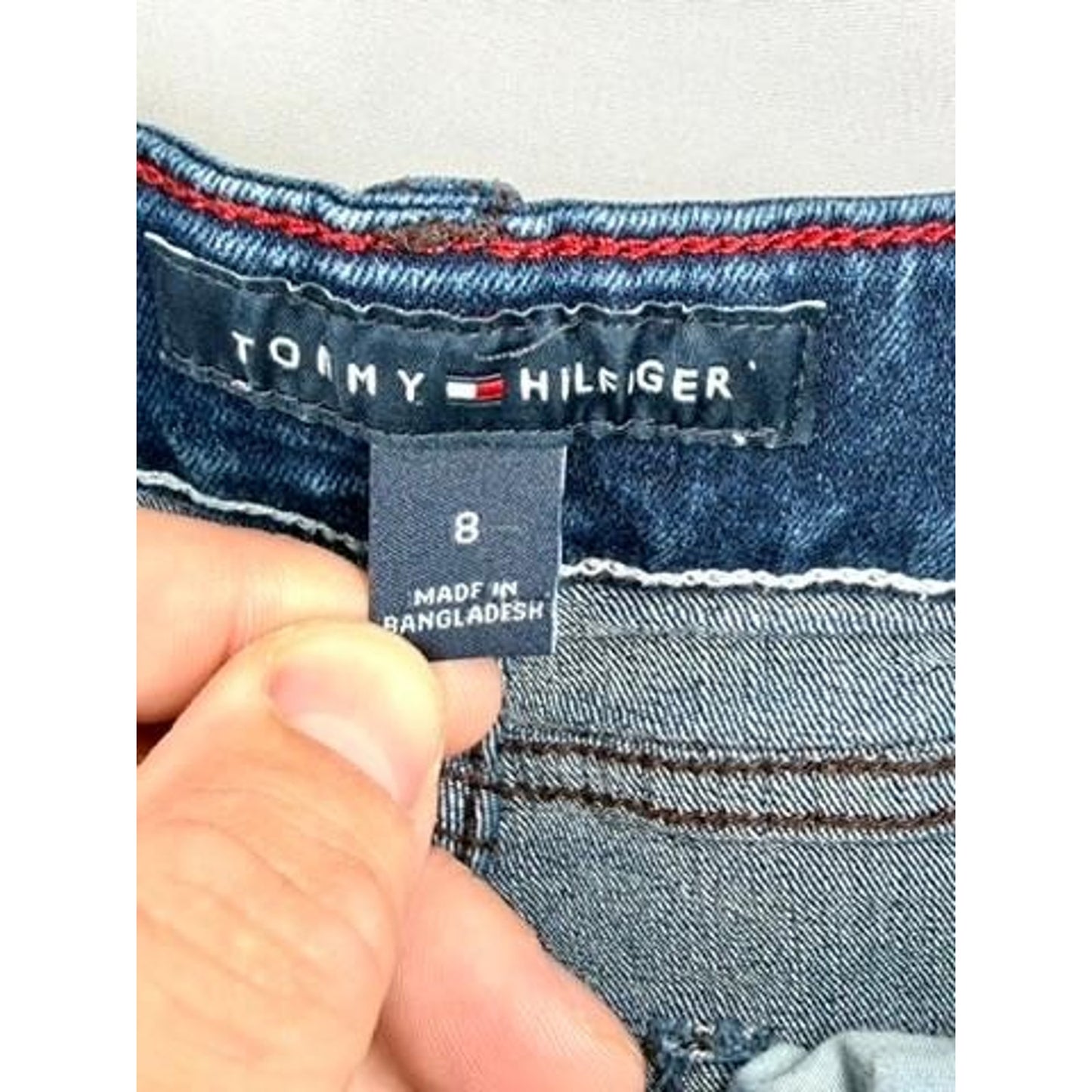 Tommy Hilfiger Boys Stretch Slim Fit Jeans Size 8 Blue Denim Adjustable Waist