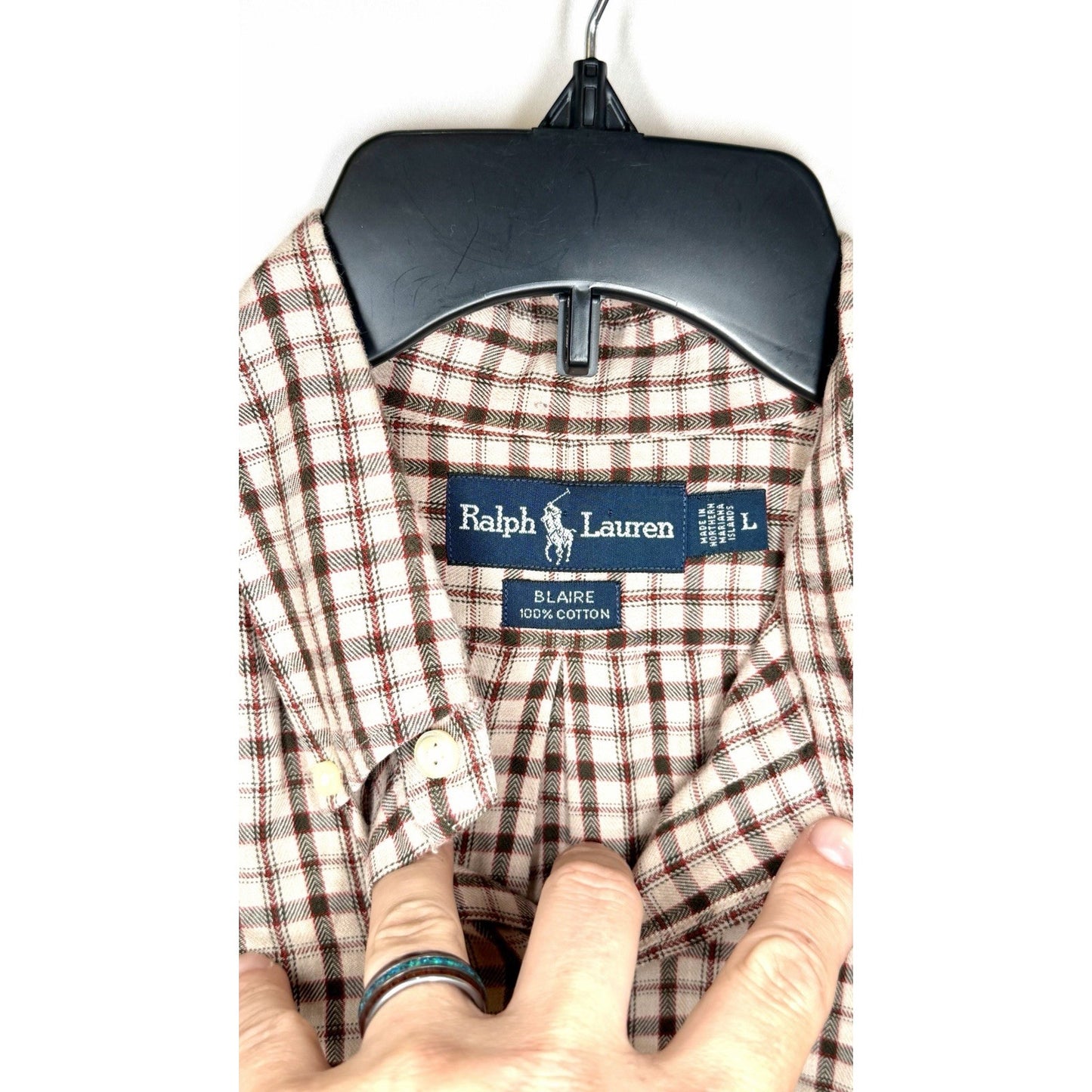 Polo Ralph Lauren Shirt Men Large Button Down Check Shepherds Gingham Blake