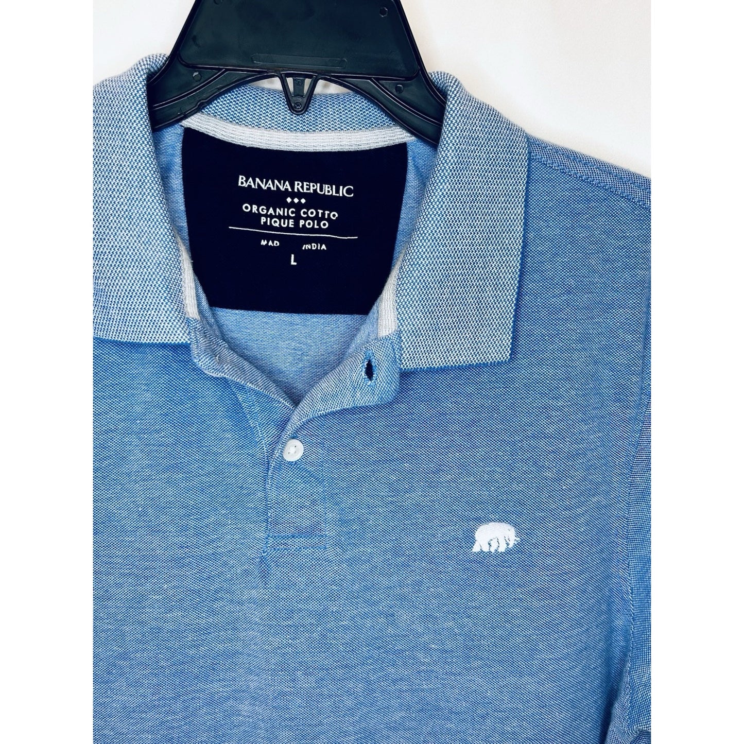 Banana Republic Polo Shirt Stretch Size Large Navy Blue Mens Short Sleeve