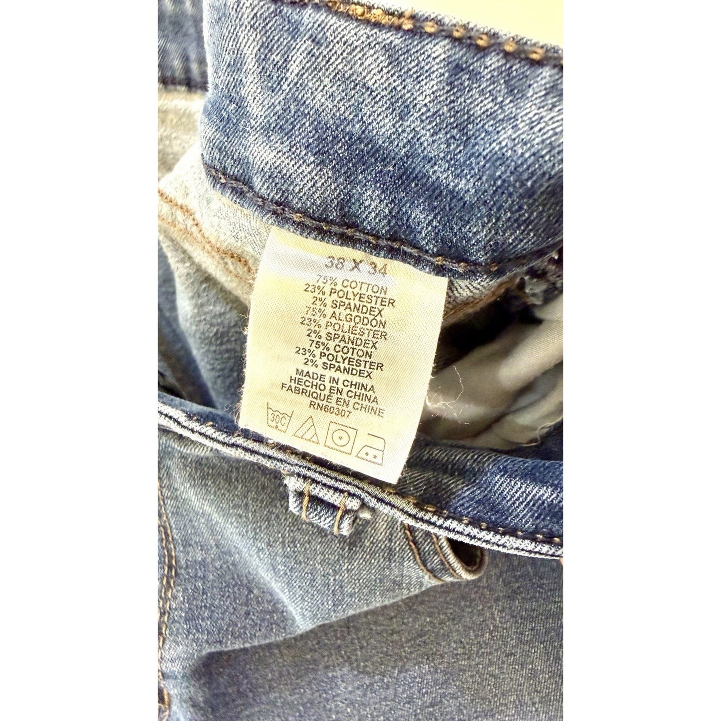 UB Tech Jeans Mens Travel Explore Discover Straight Stretch Denim Blue 38x32