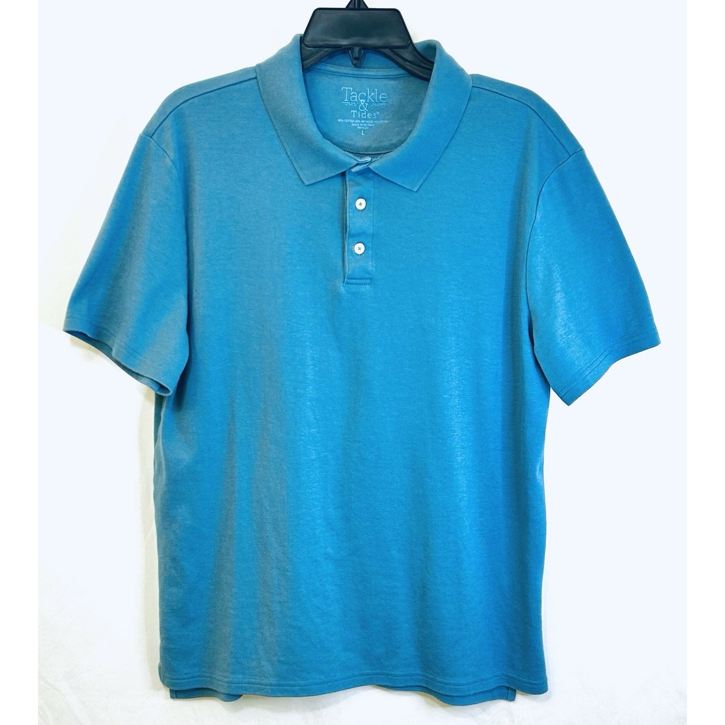 TACKLE & TIDES Mens Ribbed Collar S/S Polo Shirt / Royal Blue / Men’s Large