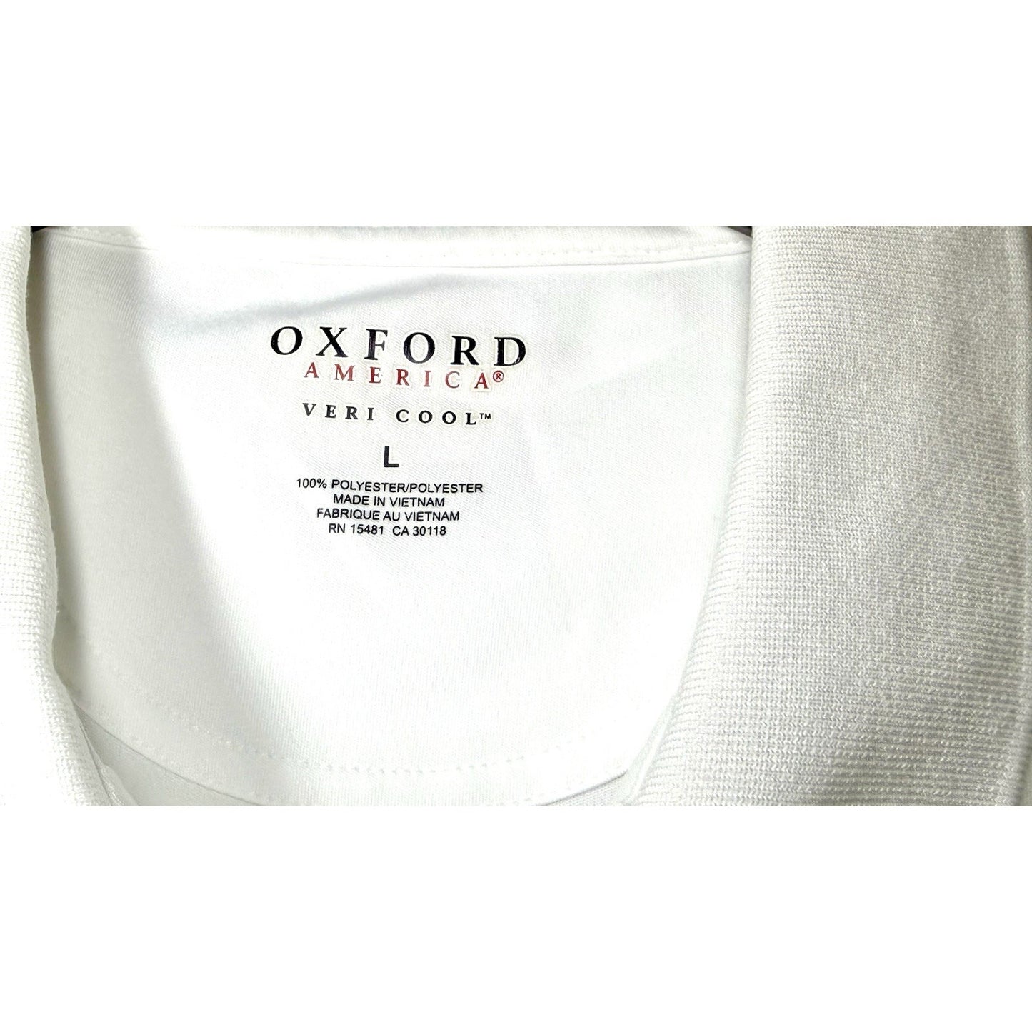 Oxford America Veri Cool Mens Large White Short Sleeve Golf Polo