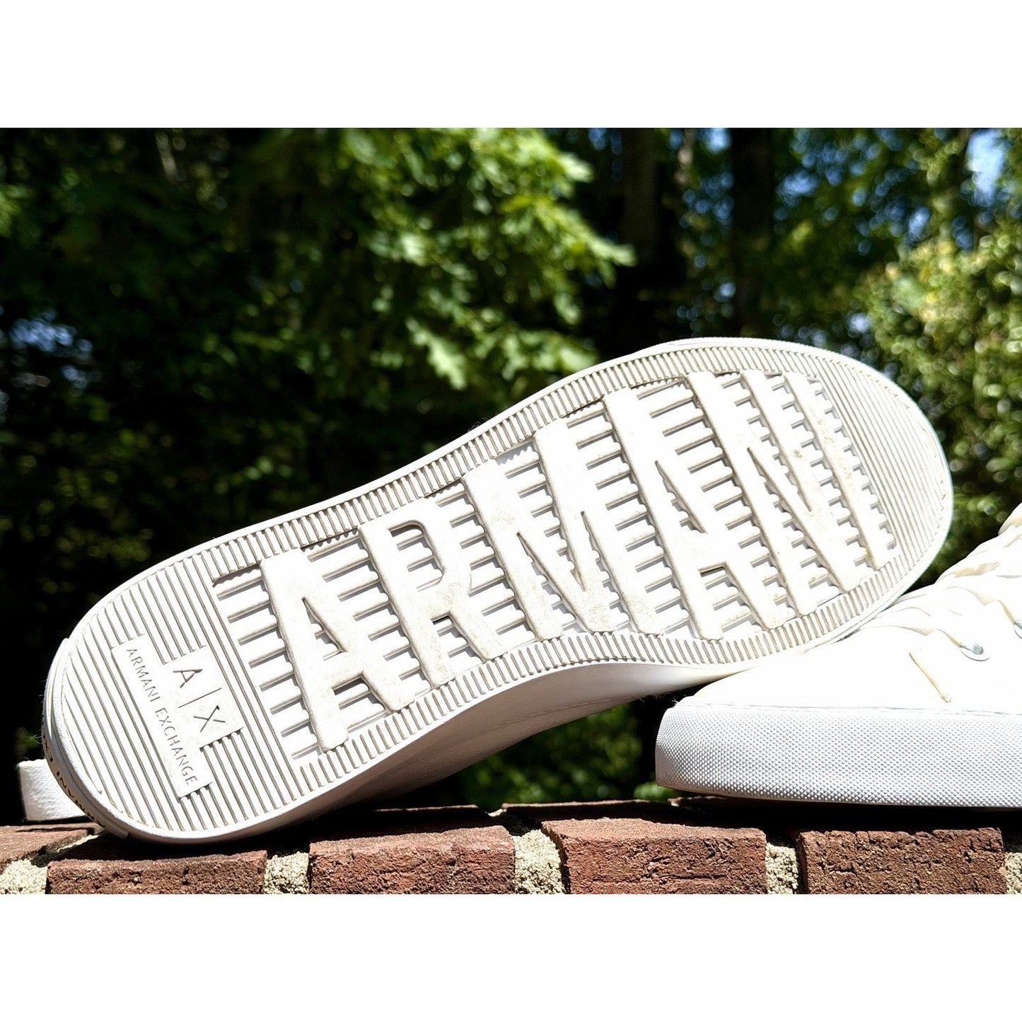 Armani Exchange Men's High Top Icon Logo Canvas Sneakers White Size 11 Excellent