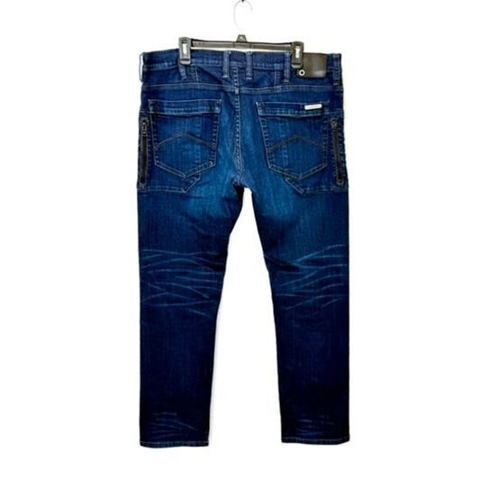 Armani Exchange Mens 36 Jeans Blue Denim Straight Leg Zipper Pockets Stretch