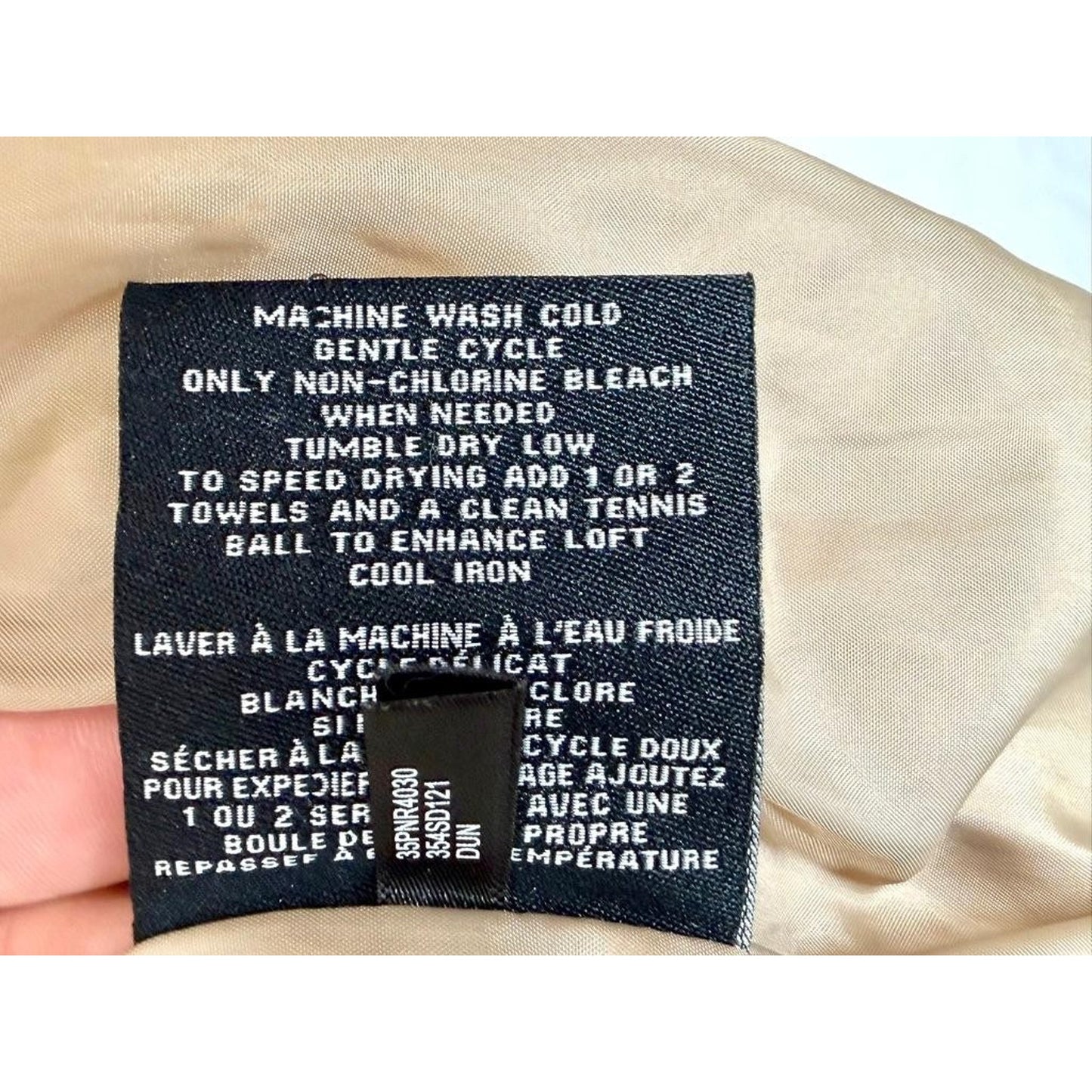 Cole Haan Signature Hooded Puffer Jacket Womens Large Beige Down Blend Parka