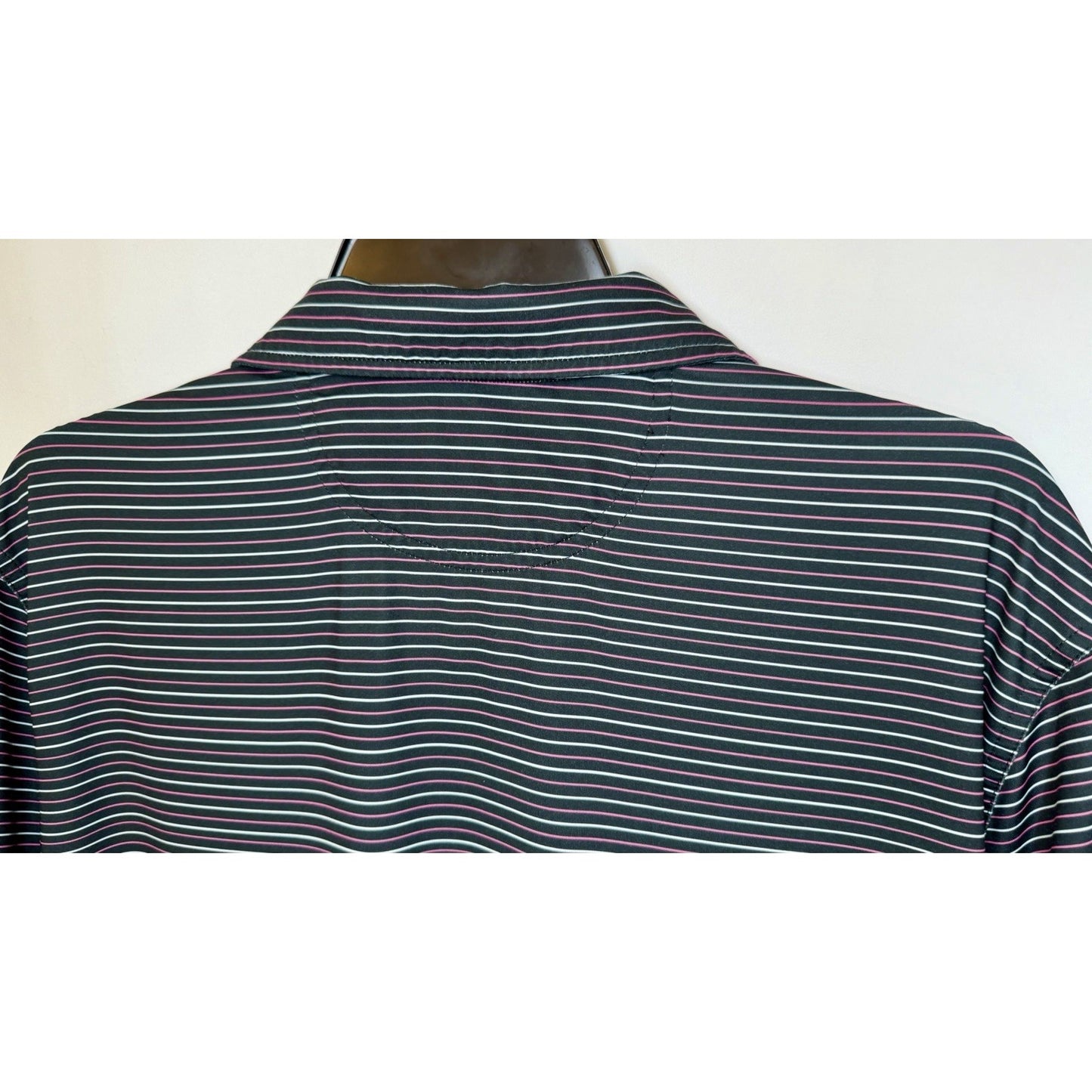 Chubbies Performance Golf Polo Shirt Navy Blue Striped Flamingo Mens M Medium