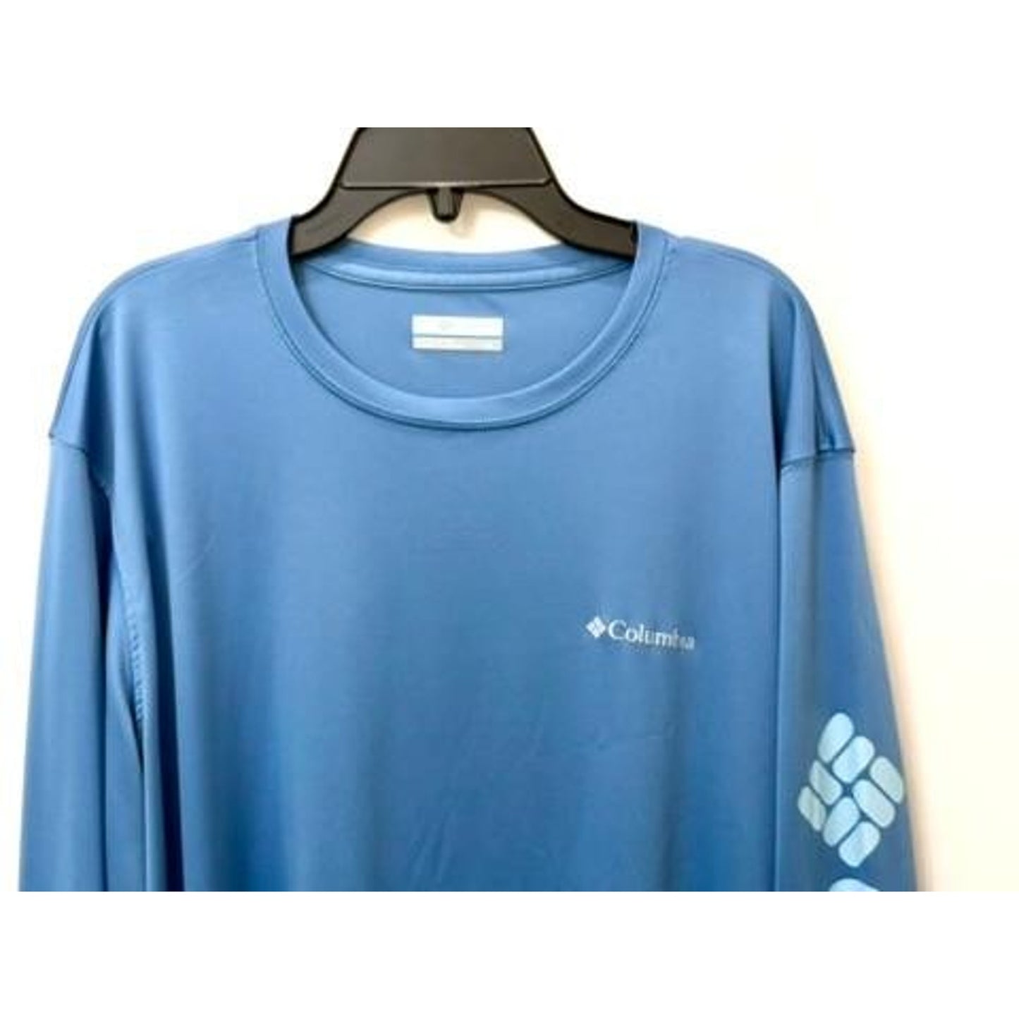Columbia PFG Omni-Shade Long Sleeve Shirt Mens Large Blue Fishing Sun Tee