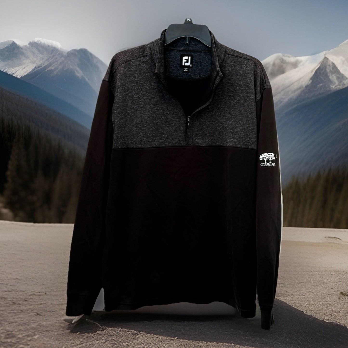 FootJoy XL Heather Yoke Half-Zip Golf Pullover Mid-Layer Black Gray Glen Oaks