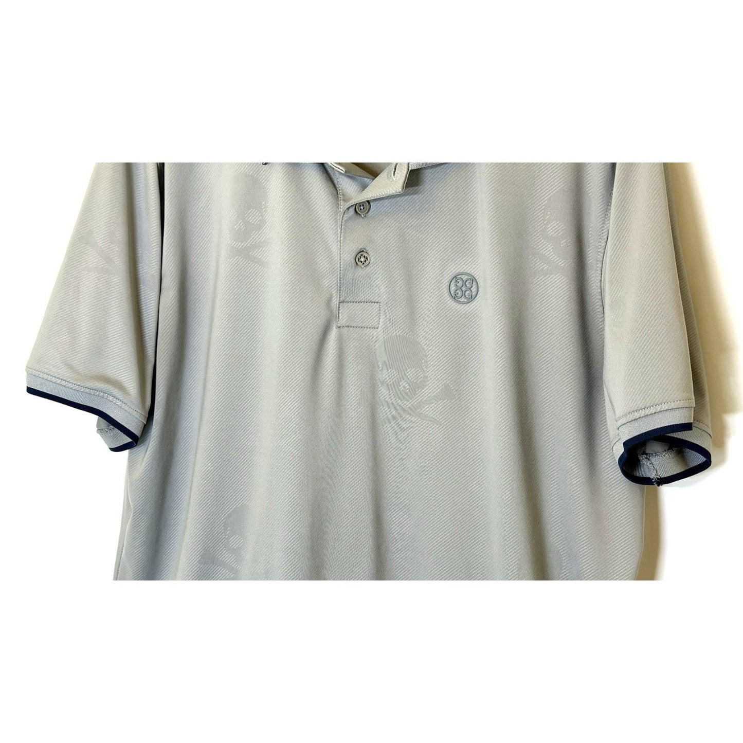 G/FORE Skull & T's Debossed Tech Jersey Golf Polo Size Large In Grey