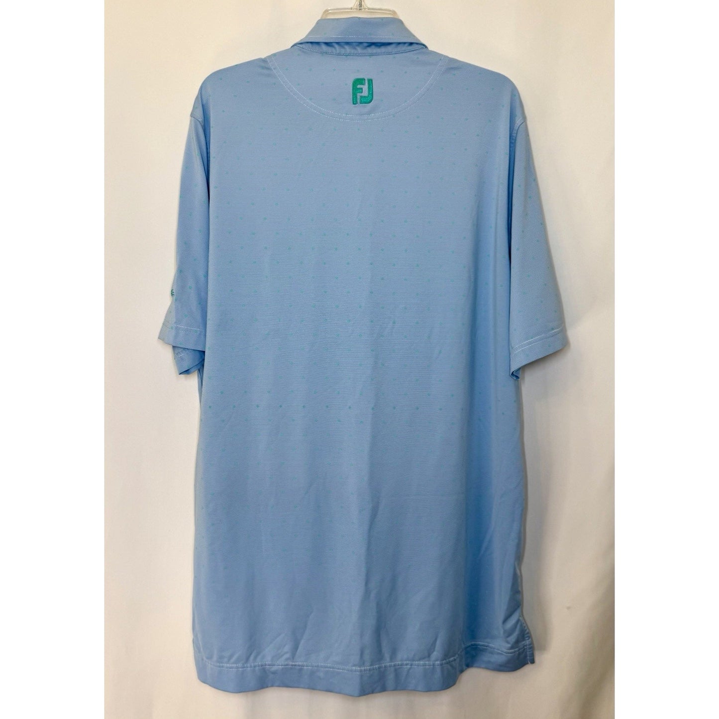 FootJoy FJ Polo Blue With Green Polka Dots WP Golf Course Crest Men’s Shirt L