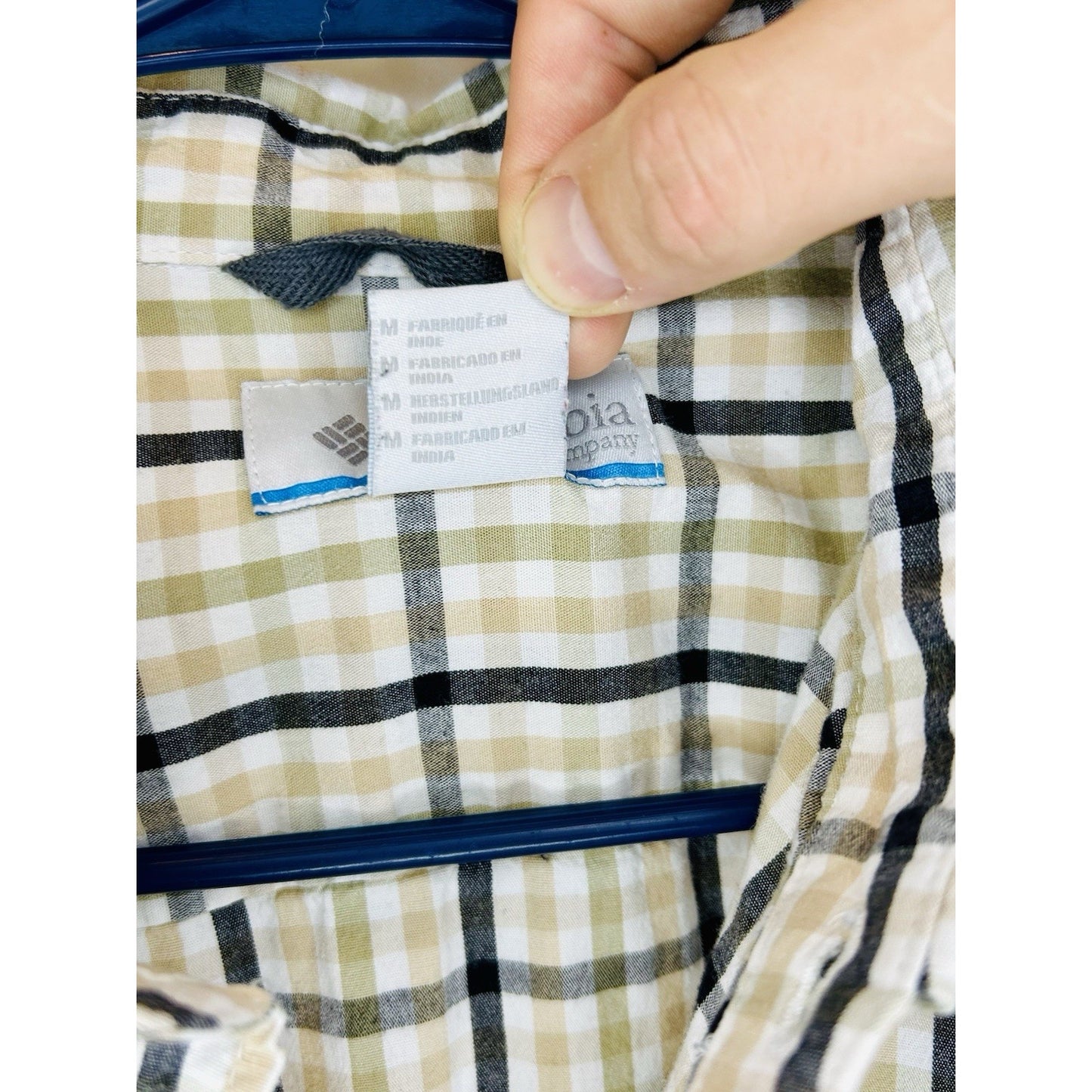 Columbia Plaid Button Up Shirt Long Sleeve Outdoor Casual Yellow White Medium