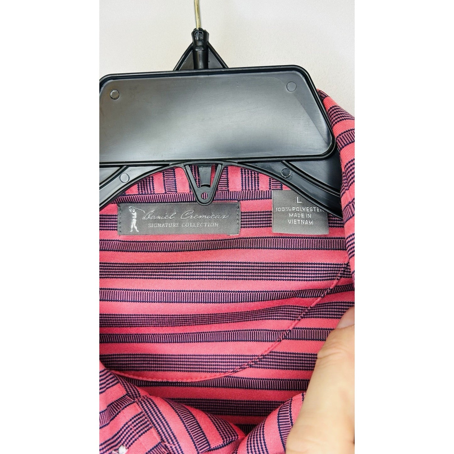 Daniel Cremieux Signature Collection Mens Large Red Striped Athletic Golf Polo