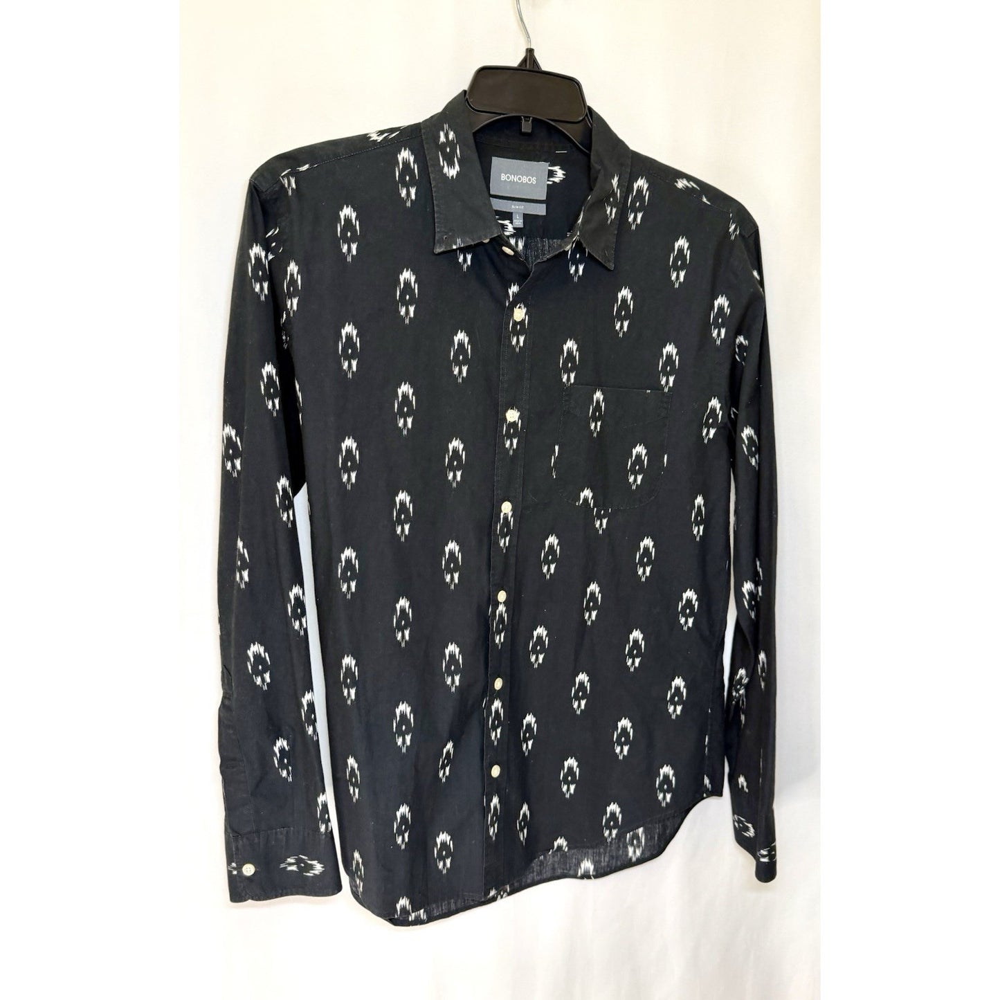 Bonobos Shirt Button Down Shirt Men L Black Southwestern Print Long Sleeve Shirt