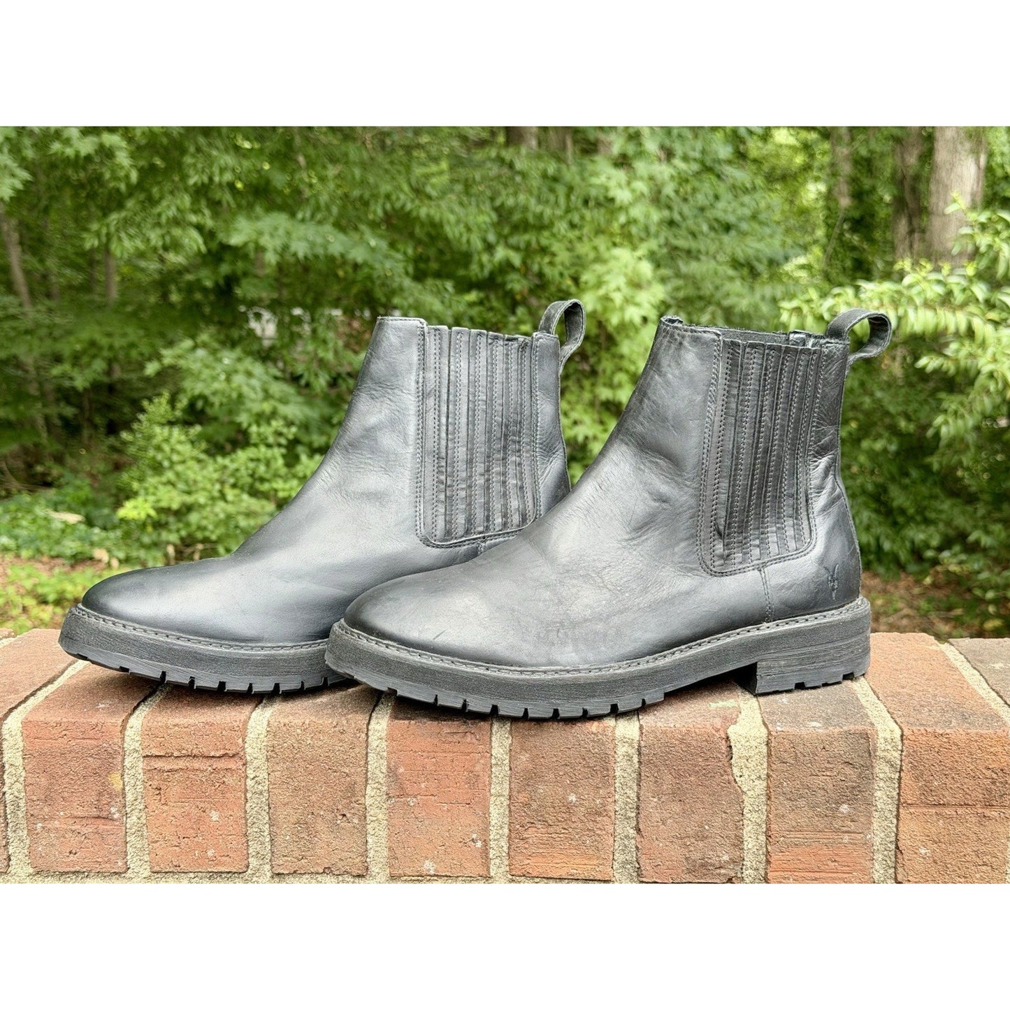 AllSaints Bloom Men's Chelsea Boots Washed Black Leather Lug Sole Size 46 US 13
