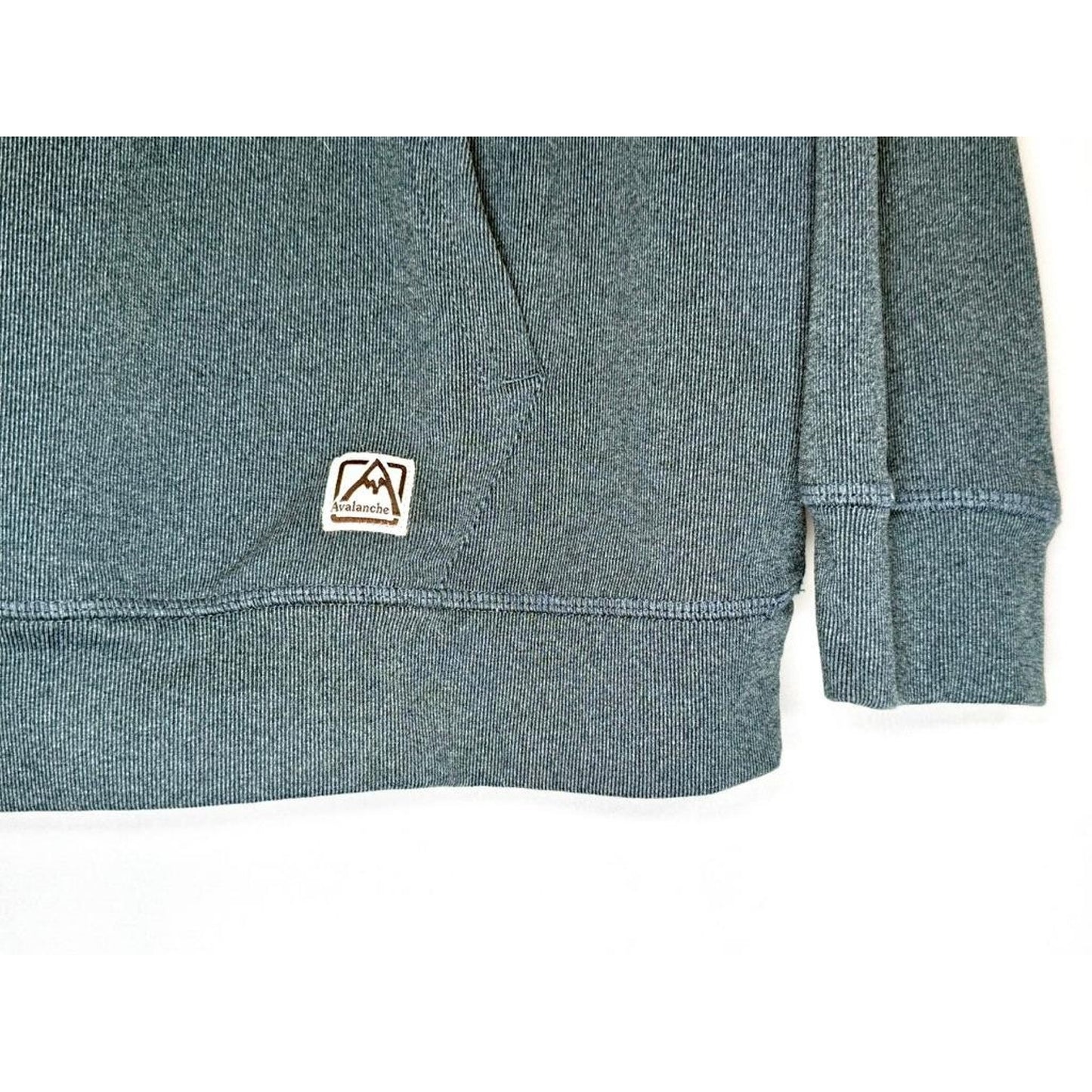 Avalanche Outdoor Supply Hoodie Mens Large Blue Ribbed Knit Pullover Sweatshirt