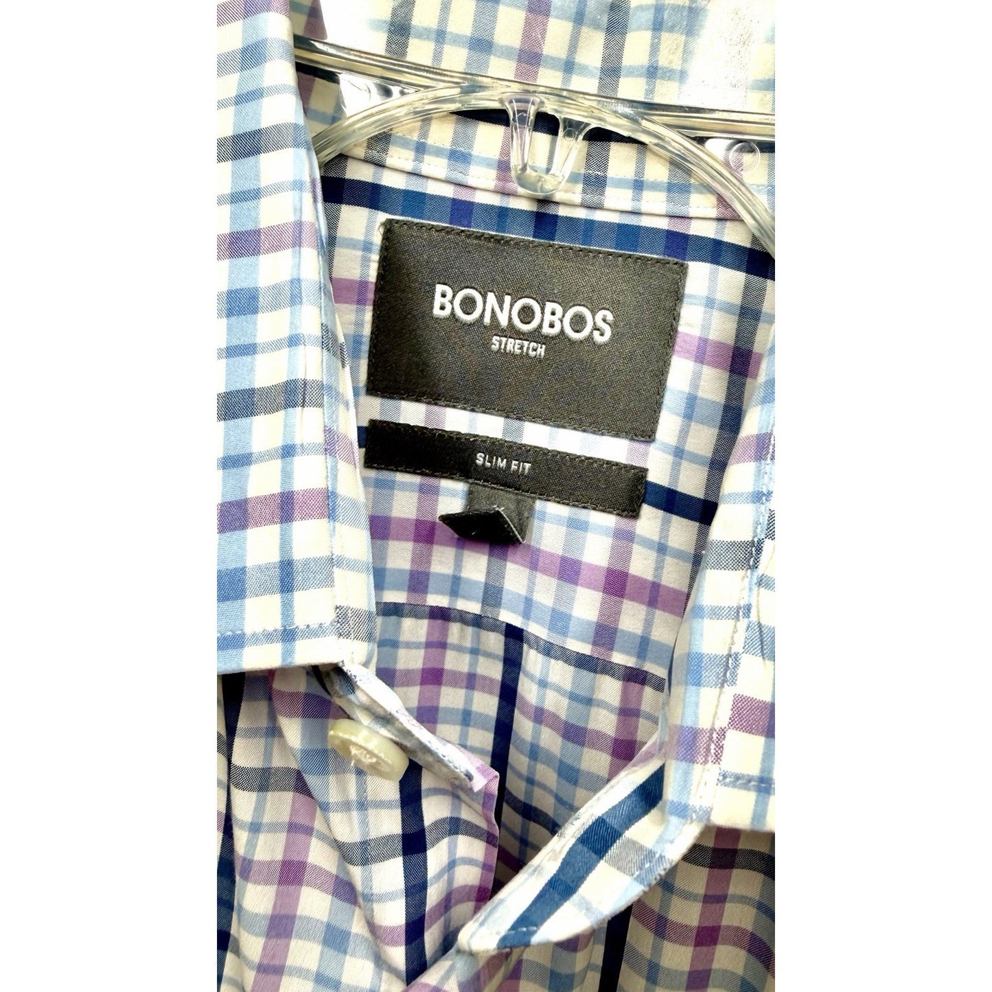 Bonobos Mens Slim Fit Spandex Nylon Blend Long Sleeve Button Down Size Large