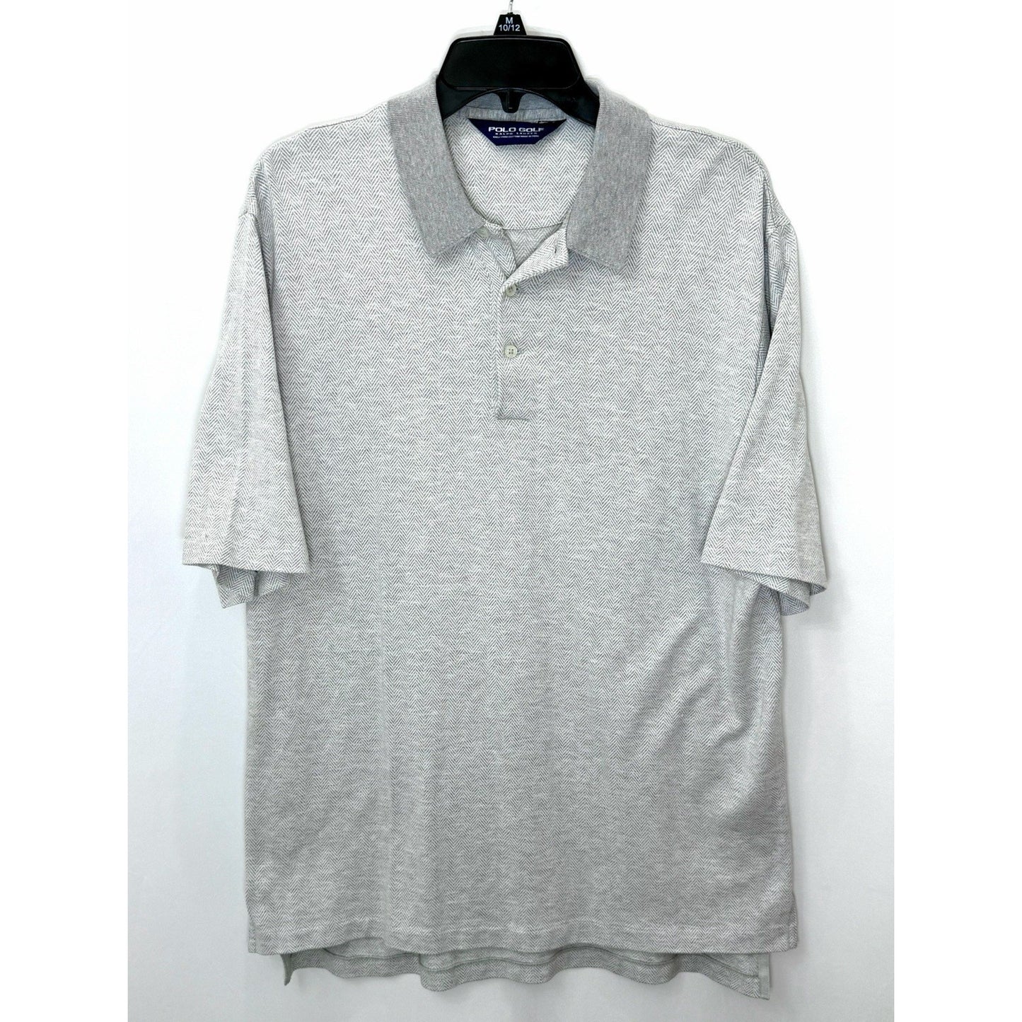 Polo Golf Ralph Lauren Pima Cotton Polo Shirt Men L Gray Herringbone Knit Luxury