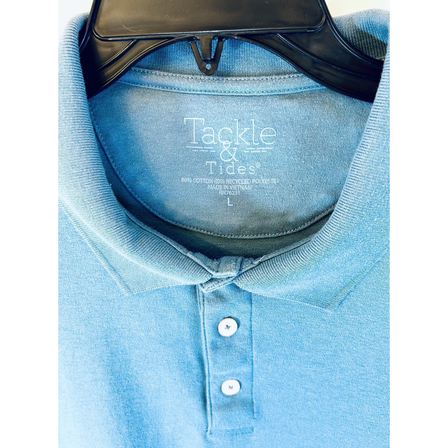 TACKLE & TIDES Mens Ribbed Collar S/S Polo Shirt / Royal Blue / Men’s Large