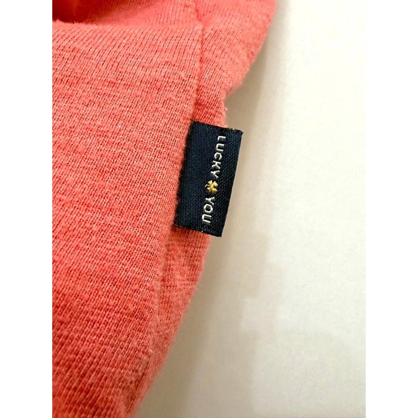 Lucky Brand T-Shirt Mens Large Coral Red Heather Short Sleeve Crew Neck Tee